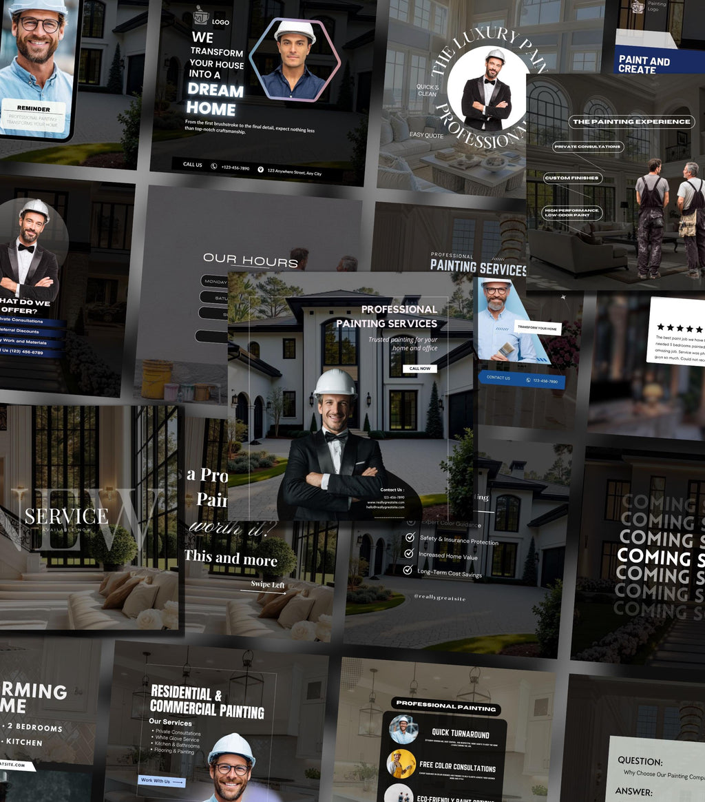 35+ PAINTING BUSINESS Templates for Social Media, Home Remodel Instagram Posts, Renovations, Drywall, Construction, Handy Man, Social Media