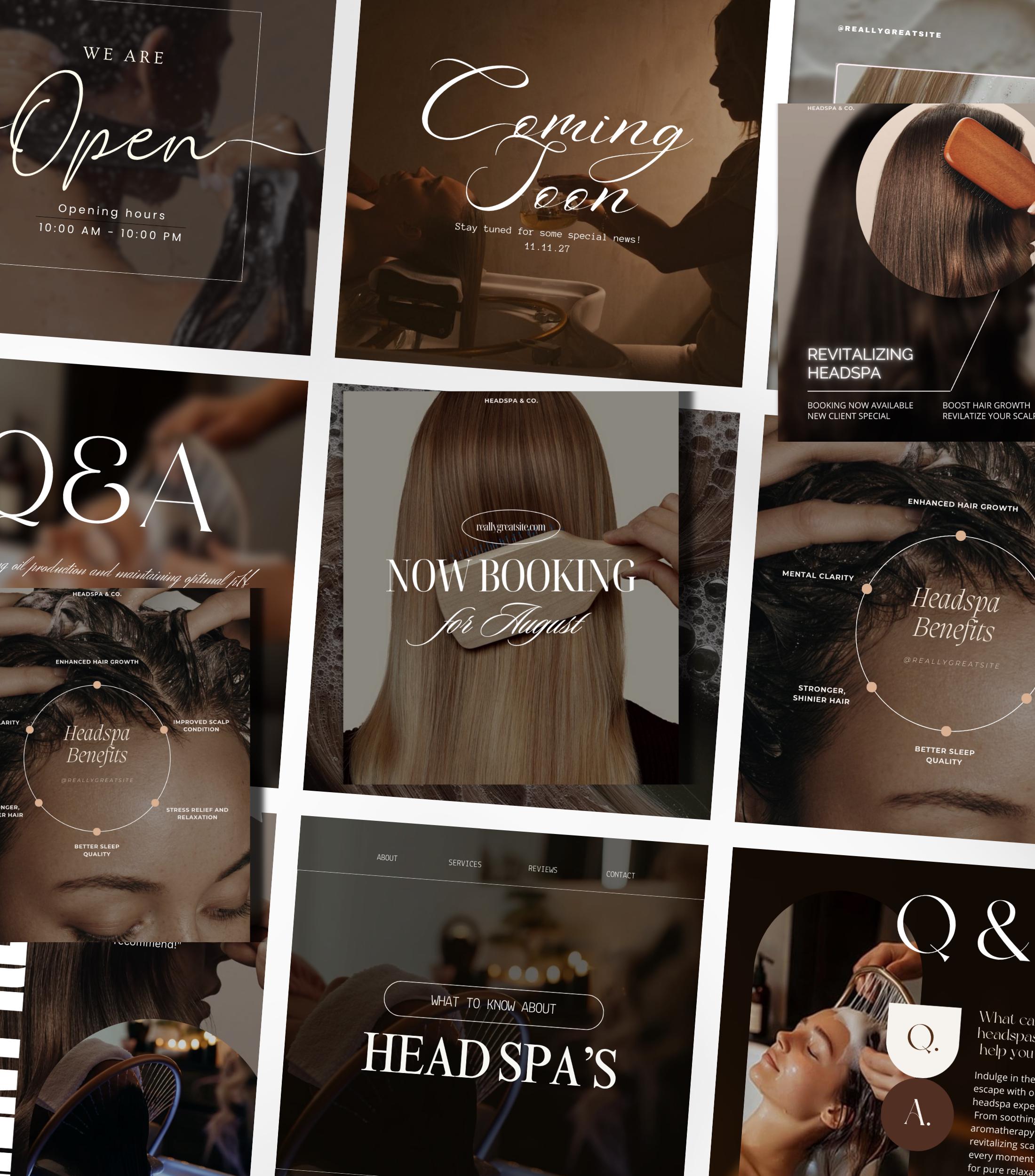 Luxury Head Spa Instagram Templates | Salon Social Media | Japanese Headspa Instagram Templates