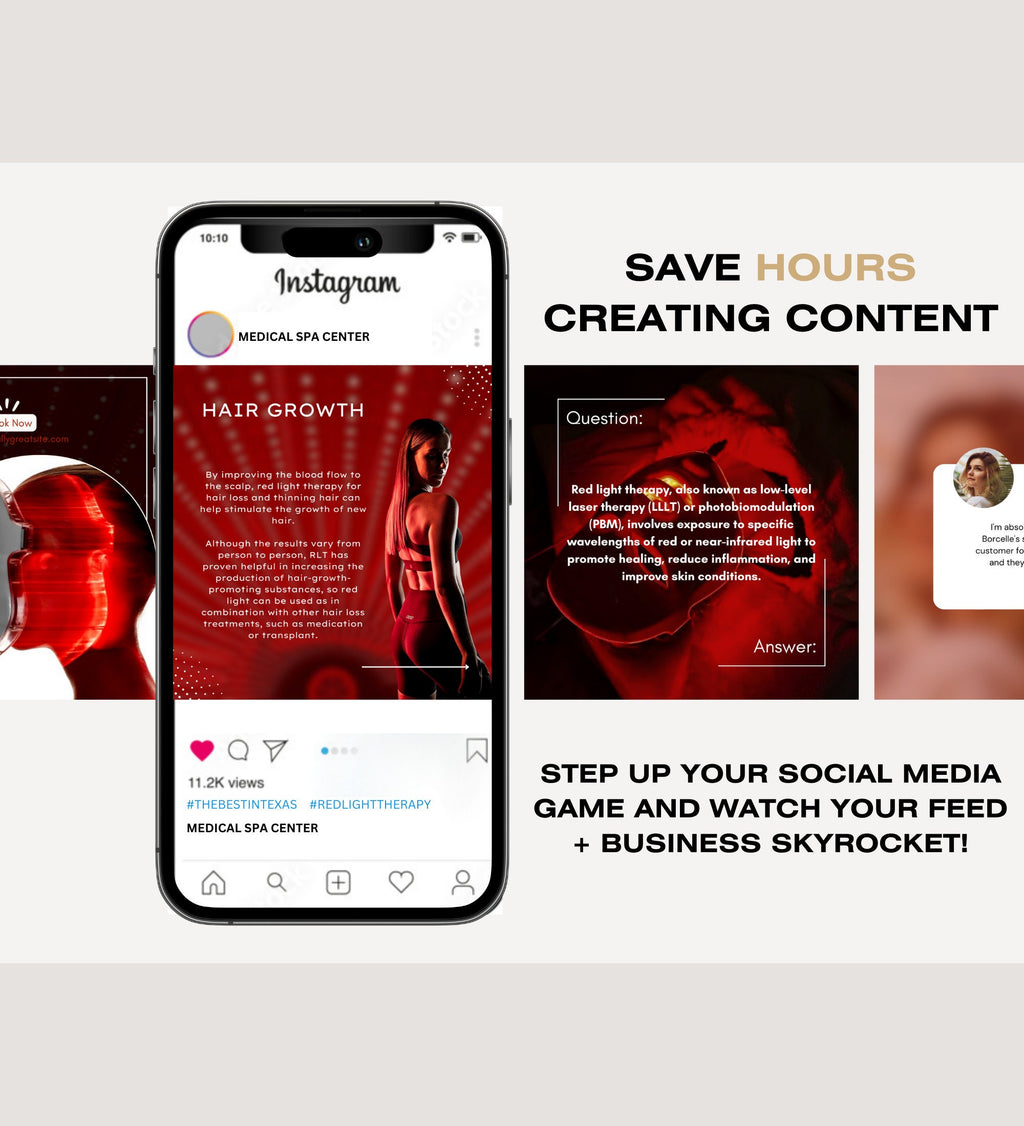 Red Light Therapy Instagram Posts | Facial | Digital Marketing | Skincare Social Media | Skincare Instagram | Esthetician Instagram Posts
