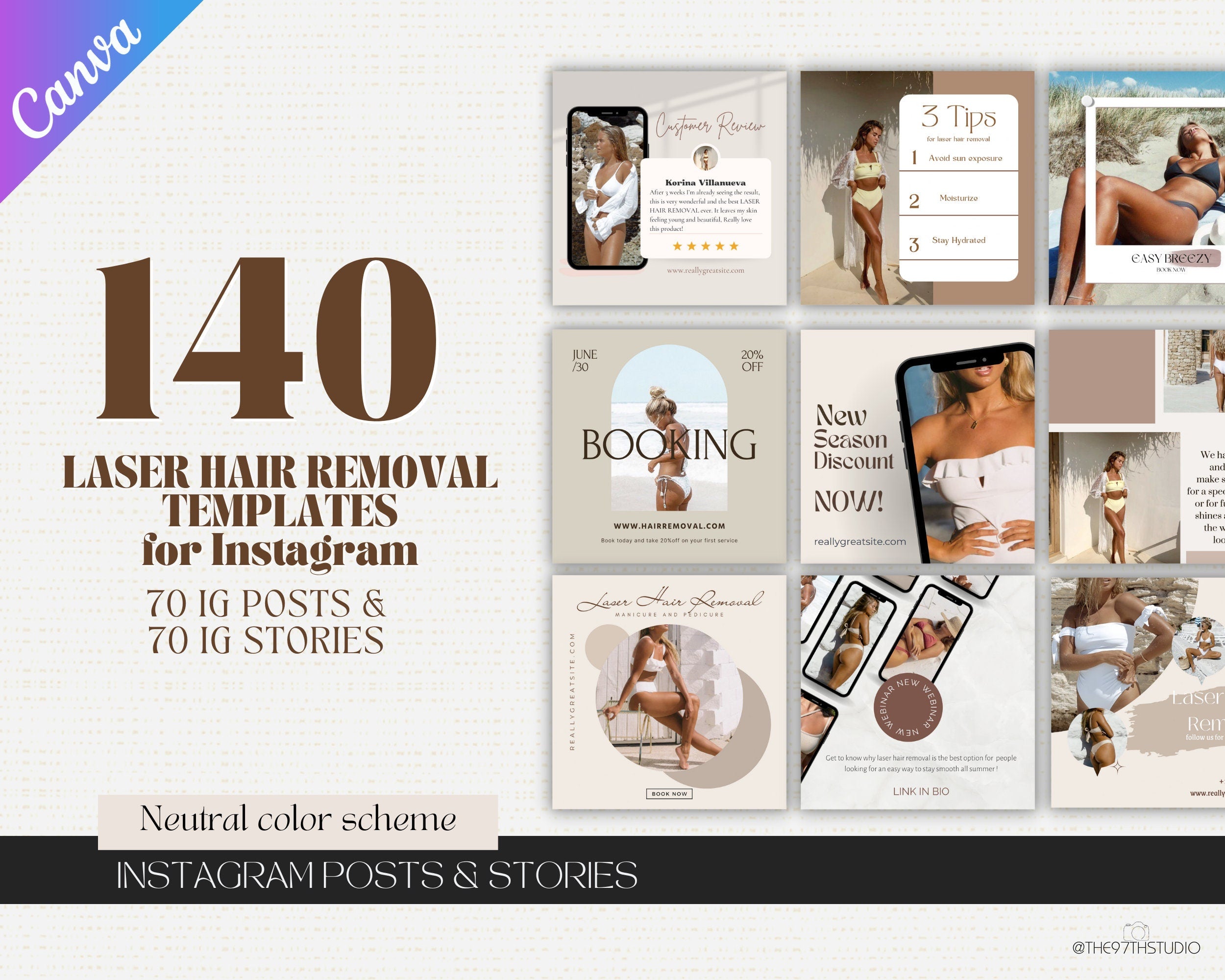 Laser Hair Removal Templates for Instagram | Laser Hair Removal post Social Media | Medspa Instagram Templates