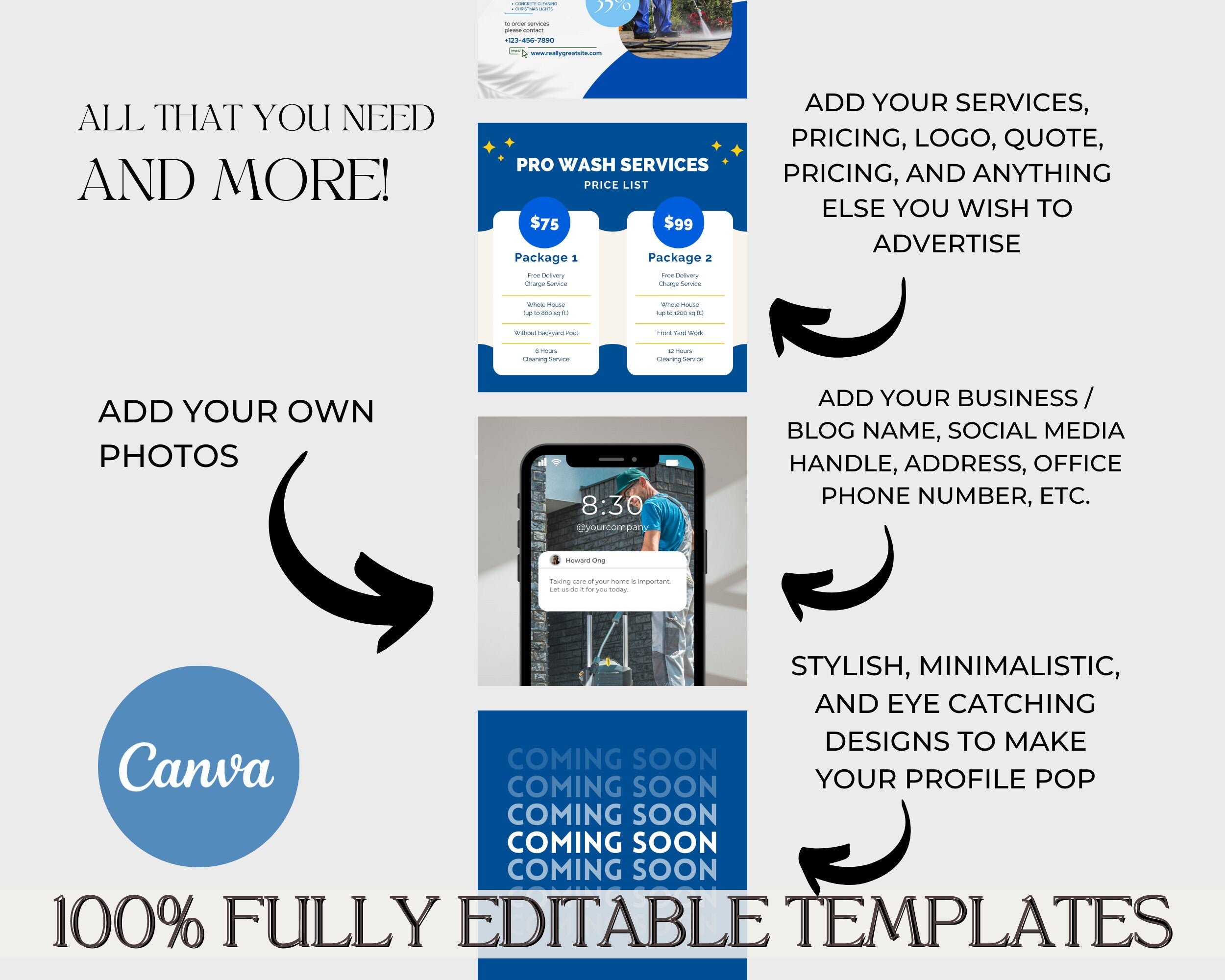 100 Pressure Washing Instagram Template Posts for Small Business