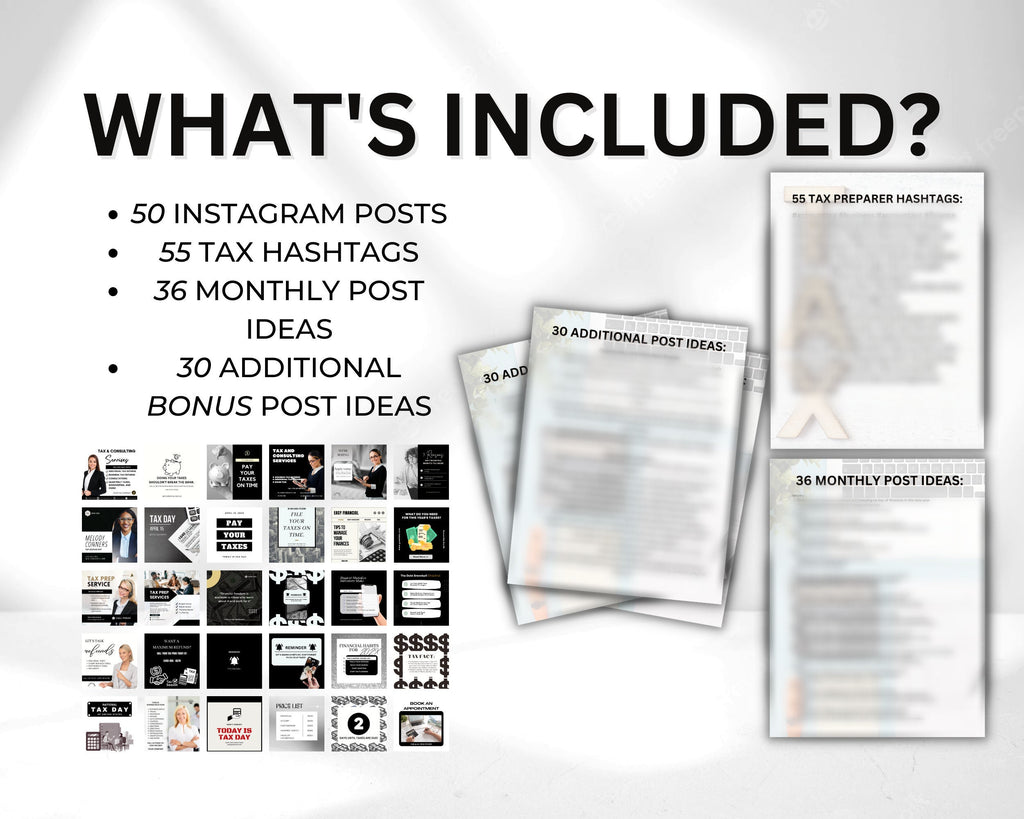 Tax Preparer Instagram Template Social Media BUNDLE, Tax Preparation Accounting Posts,Tax Prep Flyer,DIY Tax Posts,Tax prep engagement post