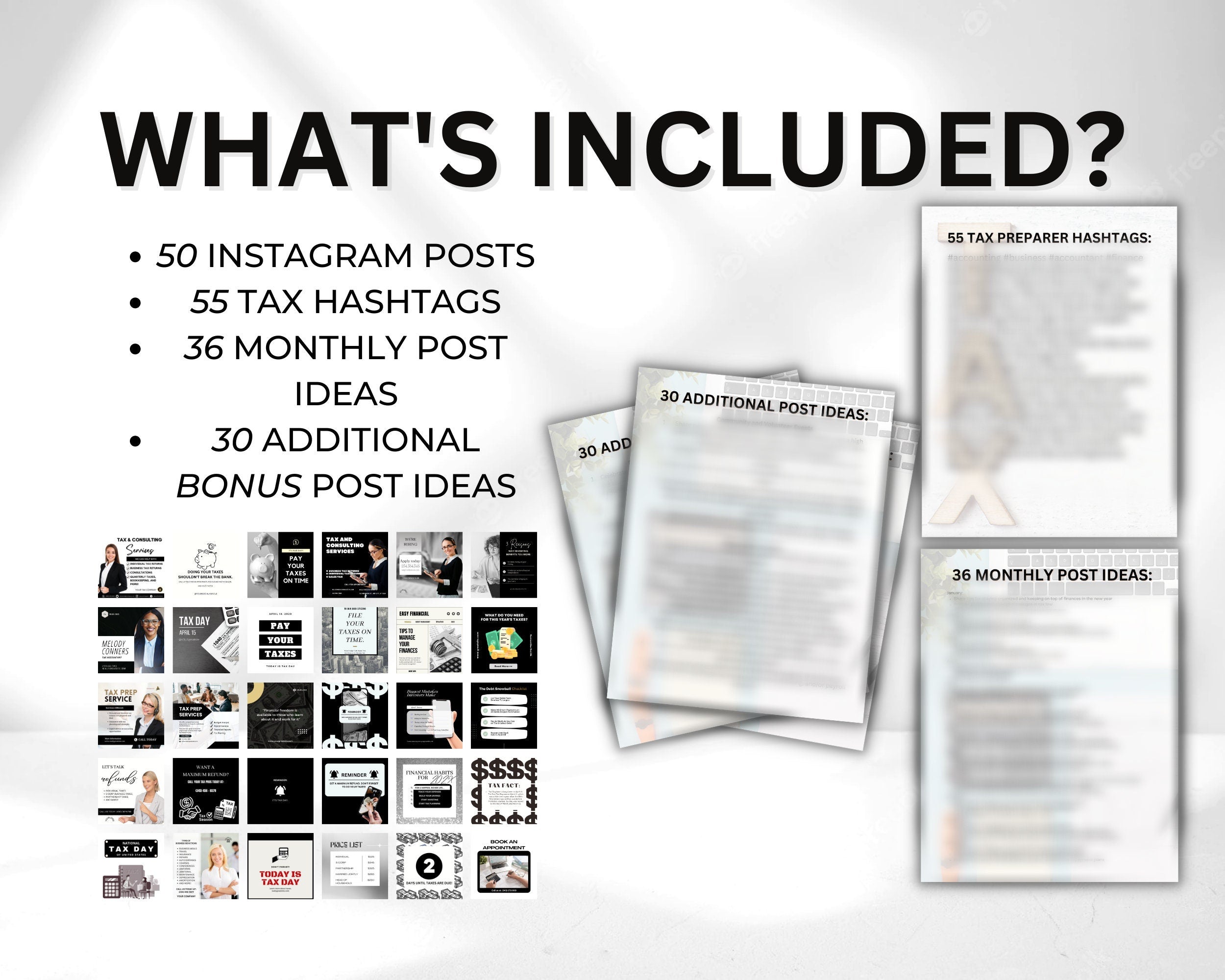 Tax Preparer Instagram Template Social Media BUNDLE, Tax Preparation Accounting Posts,Tax Prep Flyer,DIY Tax Posts,Tax prep engagement post