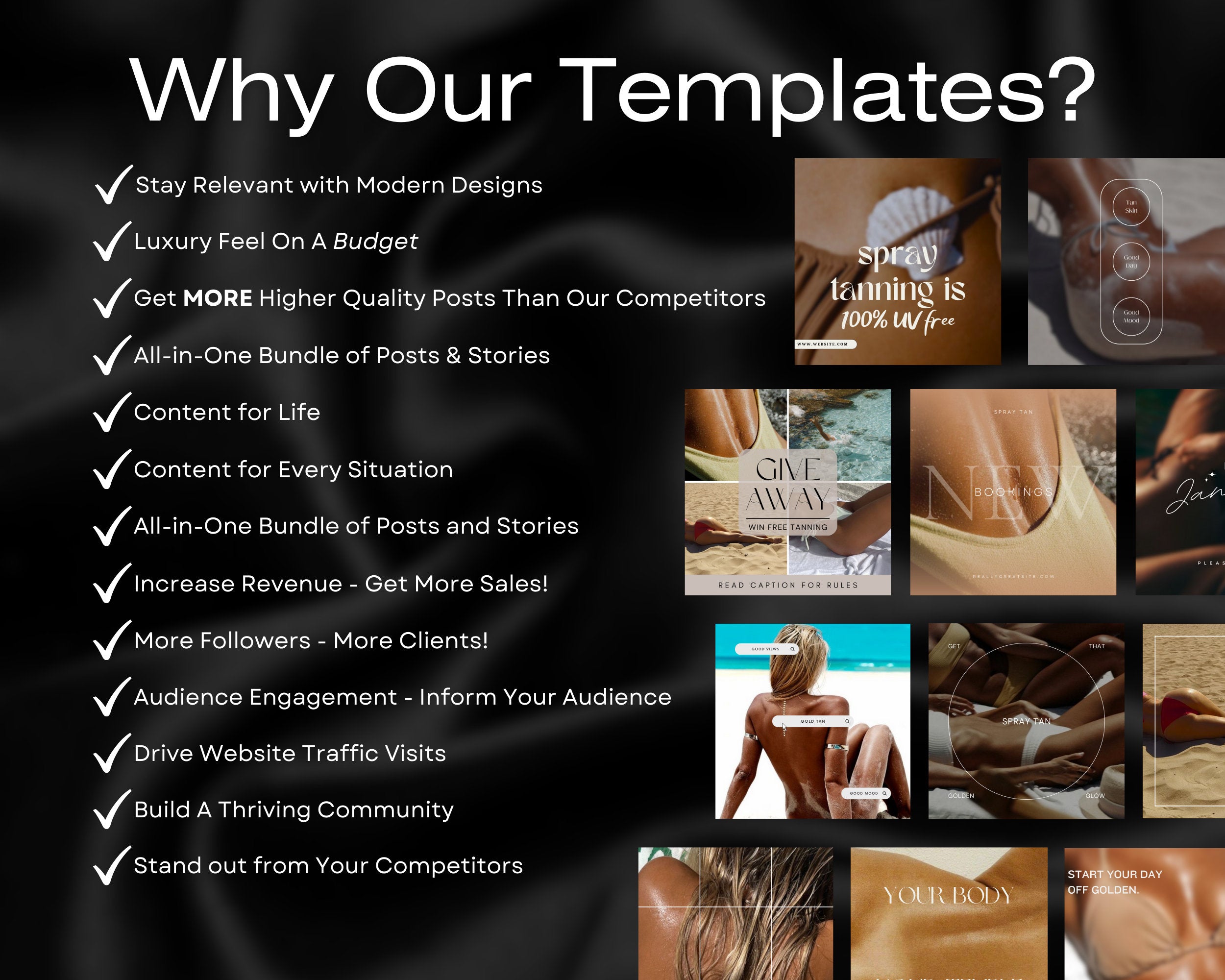 140 Spray Tanning Instagram Templates | Spray Tan Instagram Posts | Spray Tan Social Media | Beauty Business Instagram | Spray Tan Marketing
