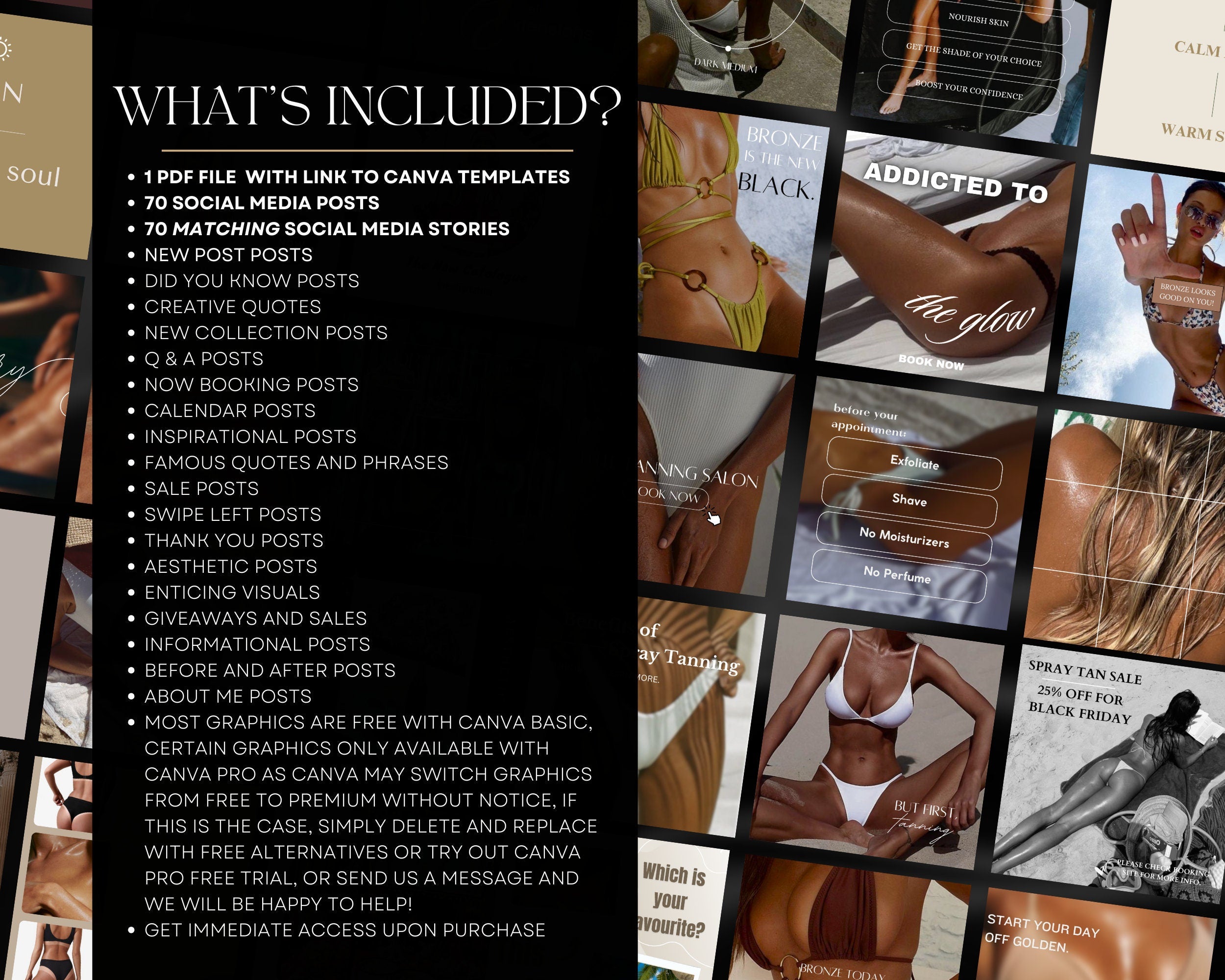 140 Spray Tanning Instagram Templates | Spray Tan Instagram Posts | Spray Tan Social Media | Beauty Business Instagram | Spray Tan Marketing