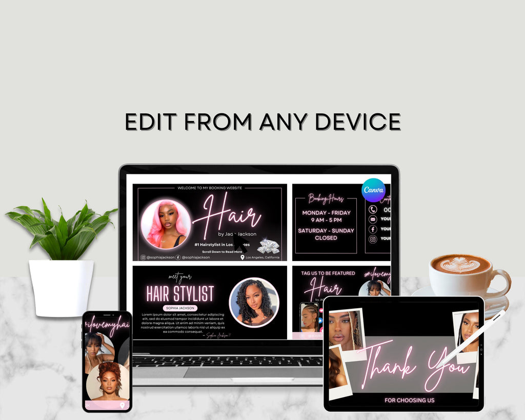 PINK Acuity Scheduling Template HAIRSTYLIST, Hair Acuity Website Template, Acuity Website Banner, Acuity Booking Template,Web Banner, Luxury