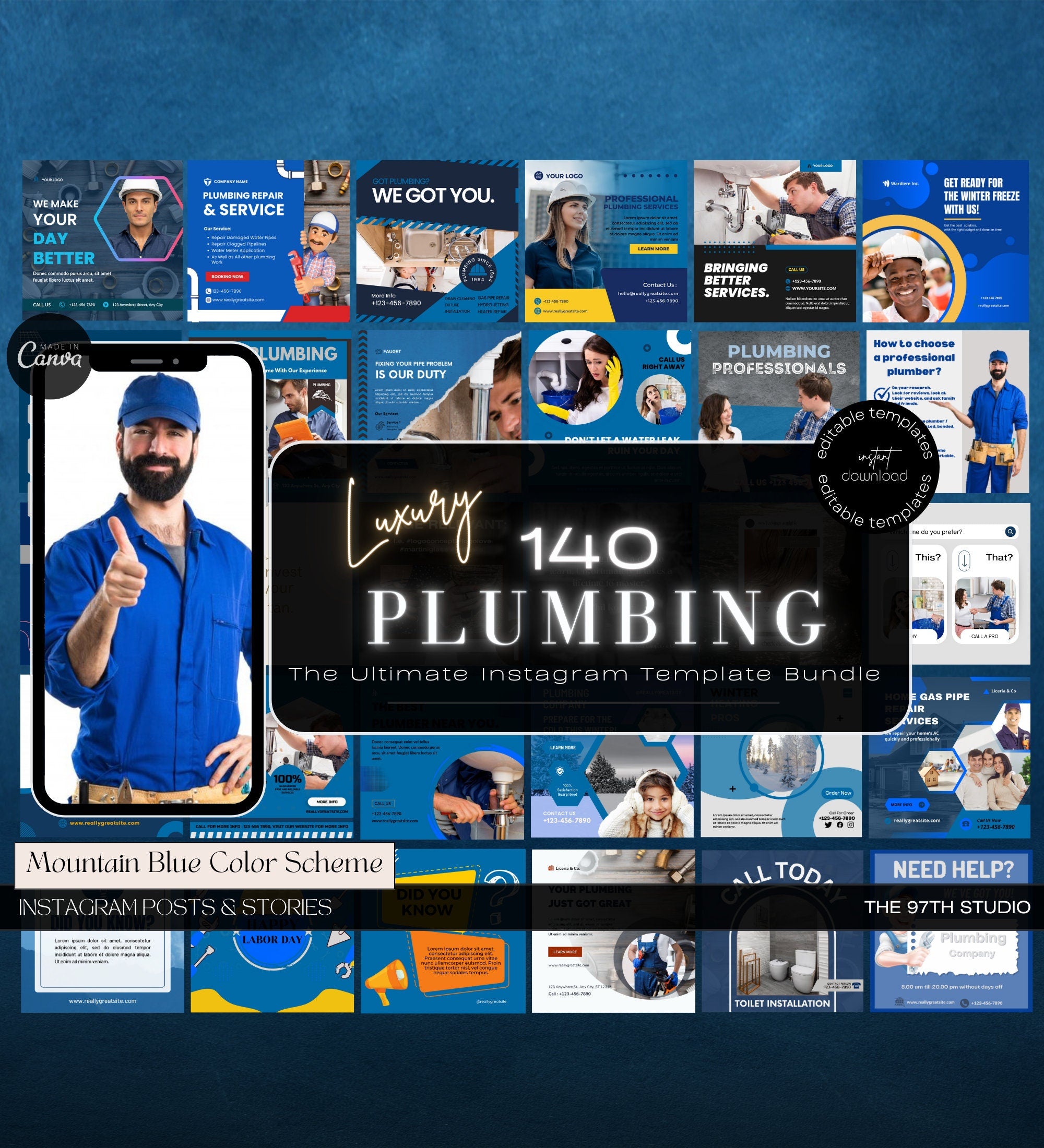 Plumbing Business Instagram Post Templates | Plumber Social Media| Plumbing Company | Social Media Marketing | Plumber Marketing | Plumbing