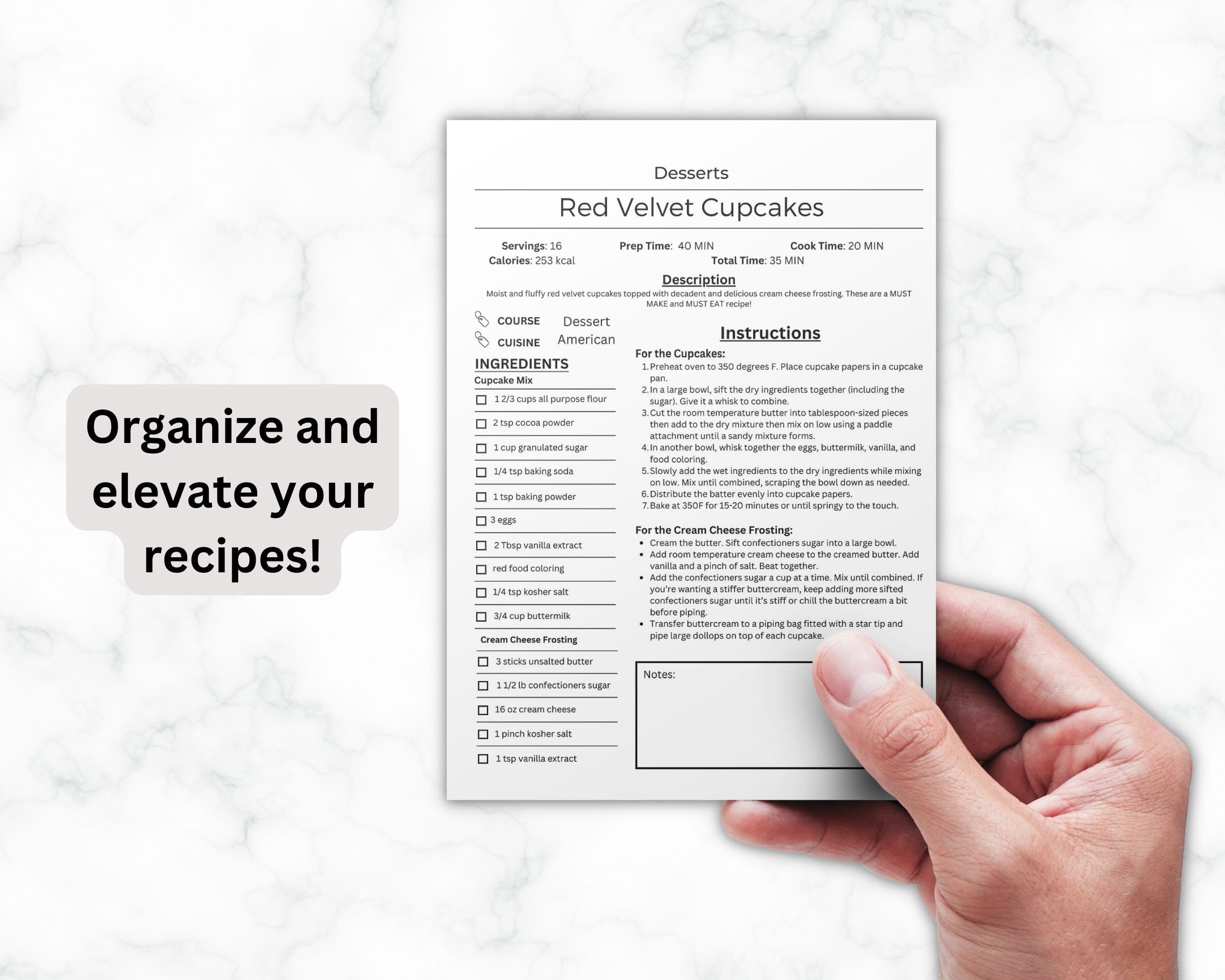 Editable Recipe Book Template, Minimalist Recipe Cards (PDF)