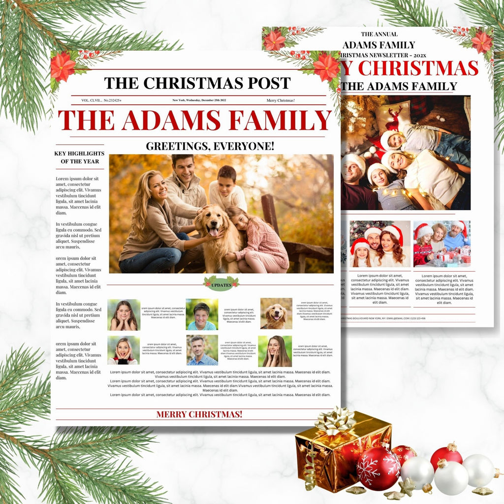 Family Christmas Newsletter Template, Editable Year In Review (Printable Template)
