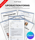 LIPOSUCTION Forms Bundle, Plastic Surgery Client Intake, Consent, Photo Release, Aftercare Forms (Canva Template) Medical Form Templates