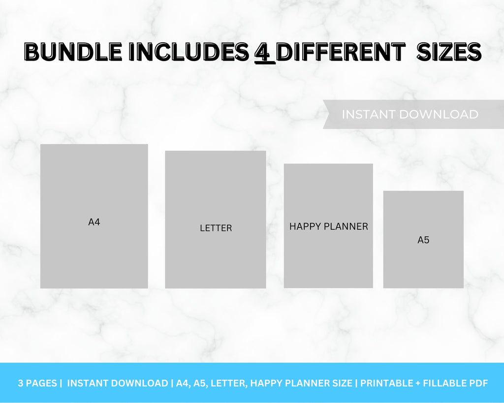 Daily, Weekly, Monthly Planner Printable Set (Instant Download)