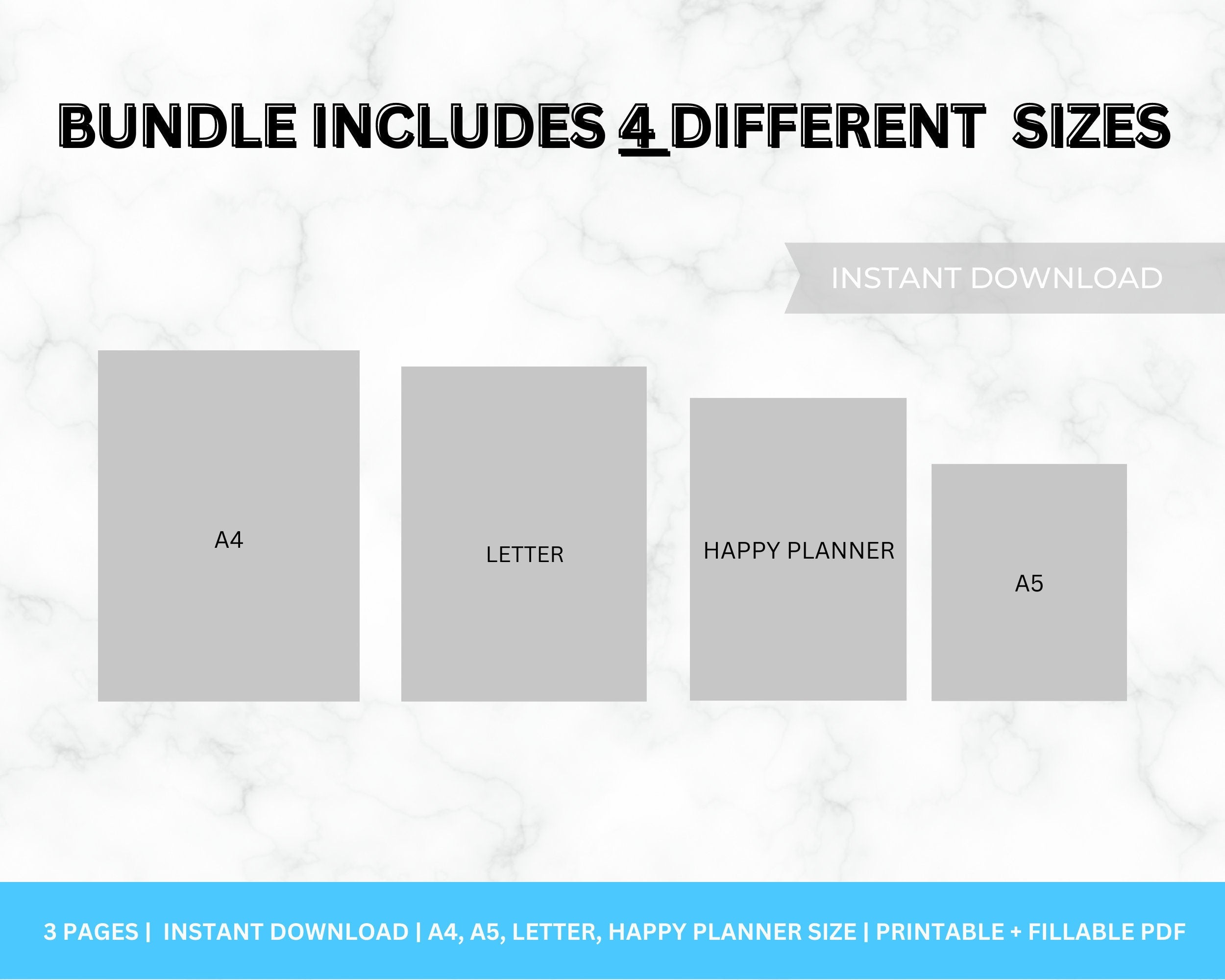 Daily, Weekly, Monthly Planner Printable Set (Instant Download)