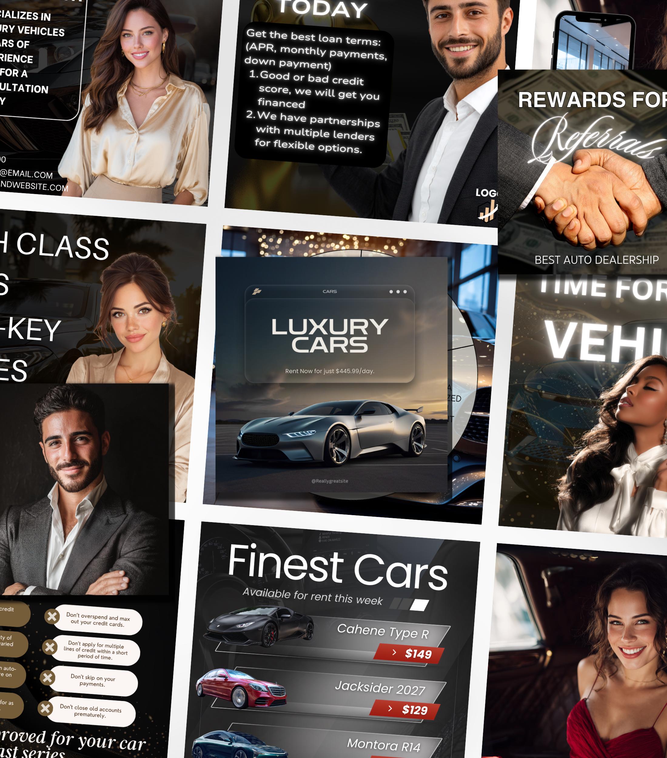 Car Dealership Instagram Templates | Luxe Gold Theme (Canva)