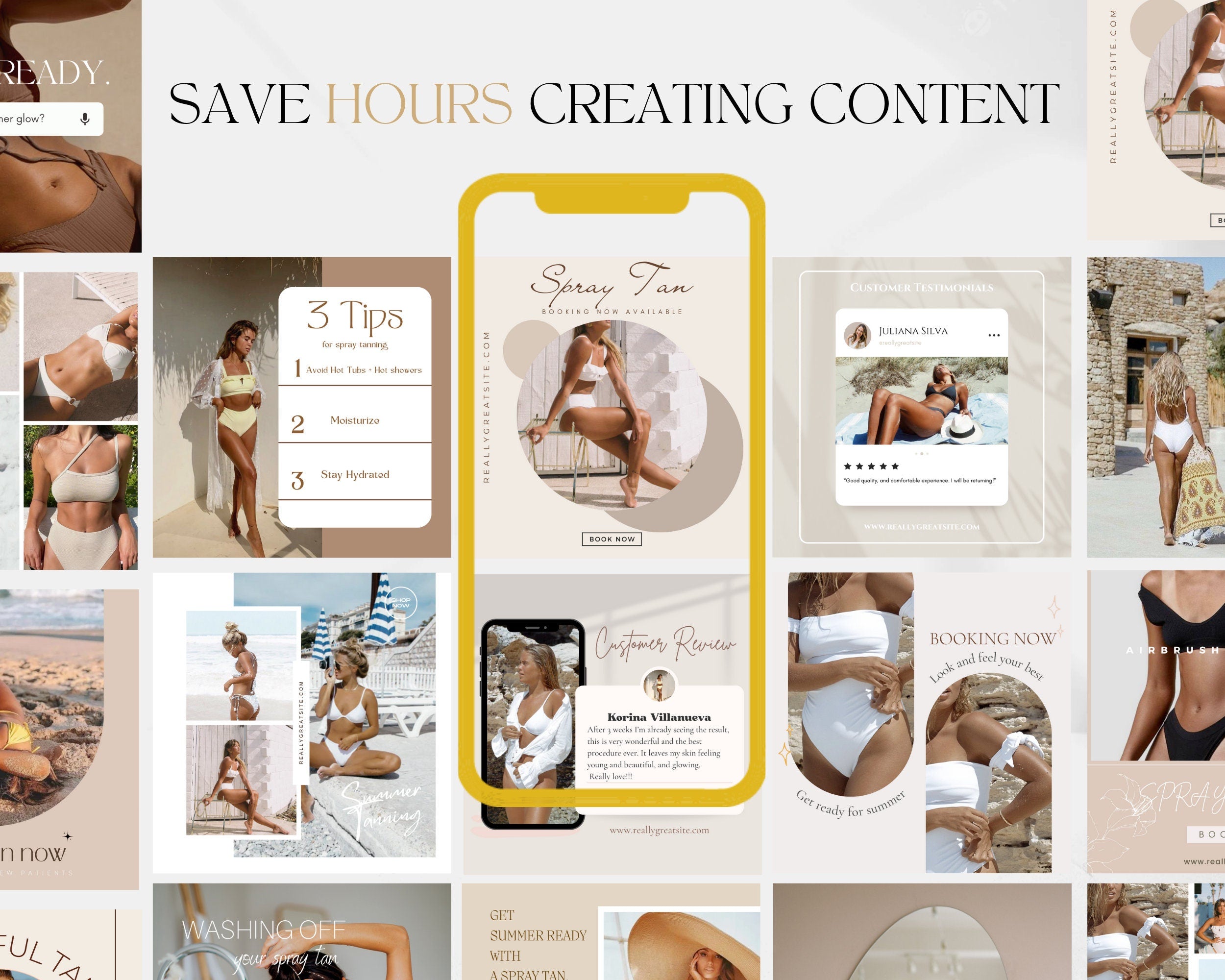 240 Spray Tanning Instagram Templates | Spray Tan Instagram Posts | Spray Tan Social Media | Spray Tan Artist Templates |Spray Tan Marketing