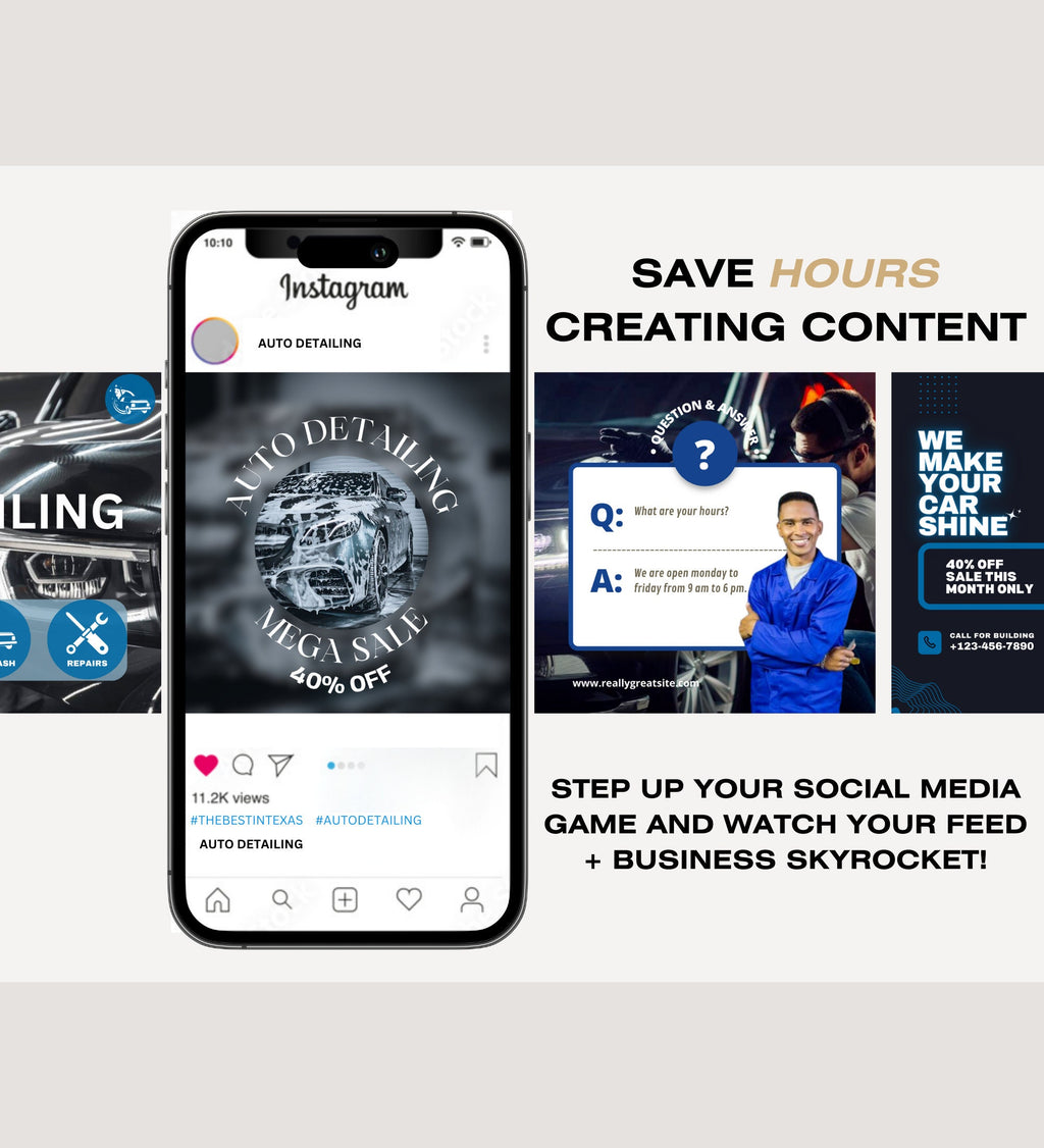 Auto Detailing Marketing | Auto Detailing Posts | Mechanic Social Media | Automotive | Auto Detailing Instagram Posts |Auto Repair Templates