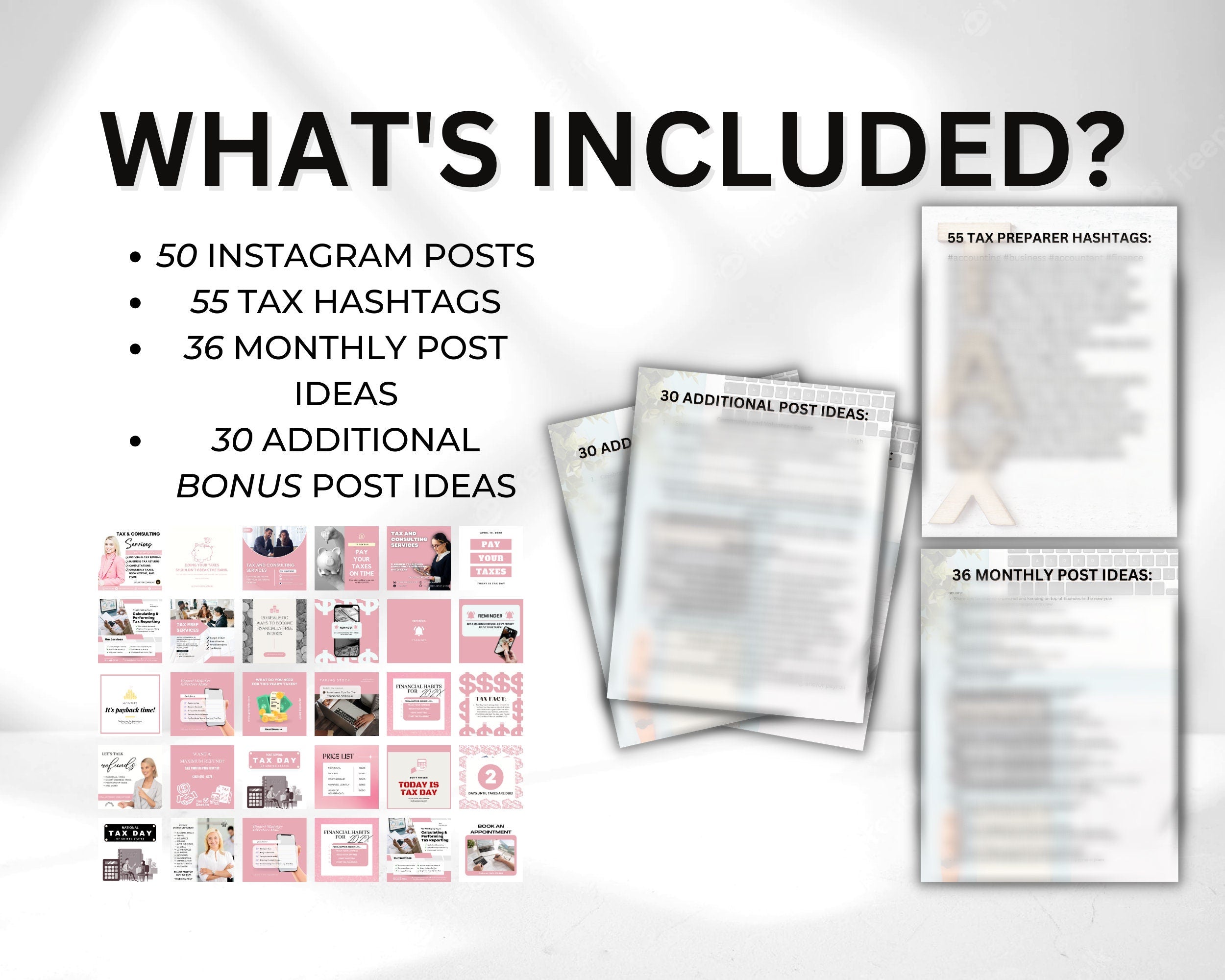 Tax Preparer Instagram Templates, Pink Coral Social Media Bundle