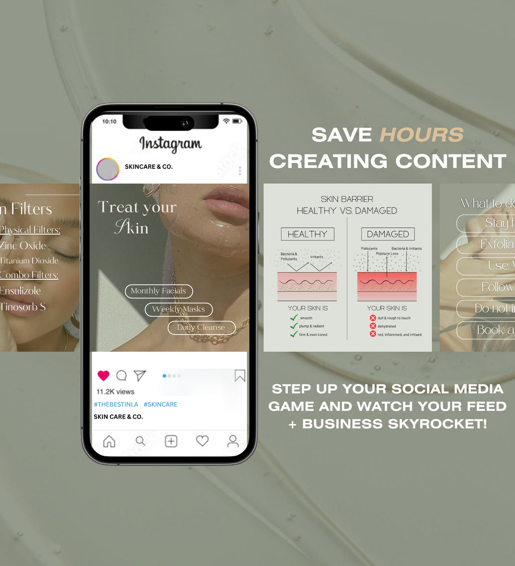 Skincare Instagram Posts | Skincare Canva Templates | Esthetician | Skincare Posts | Skincare Social Media Instagram  | Acne | Dermatologist