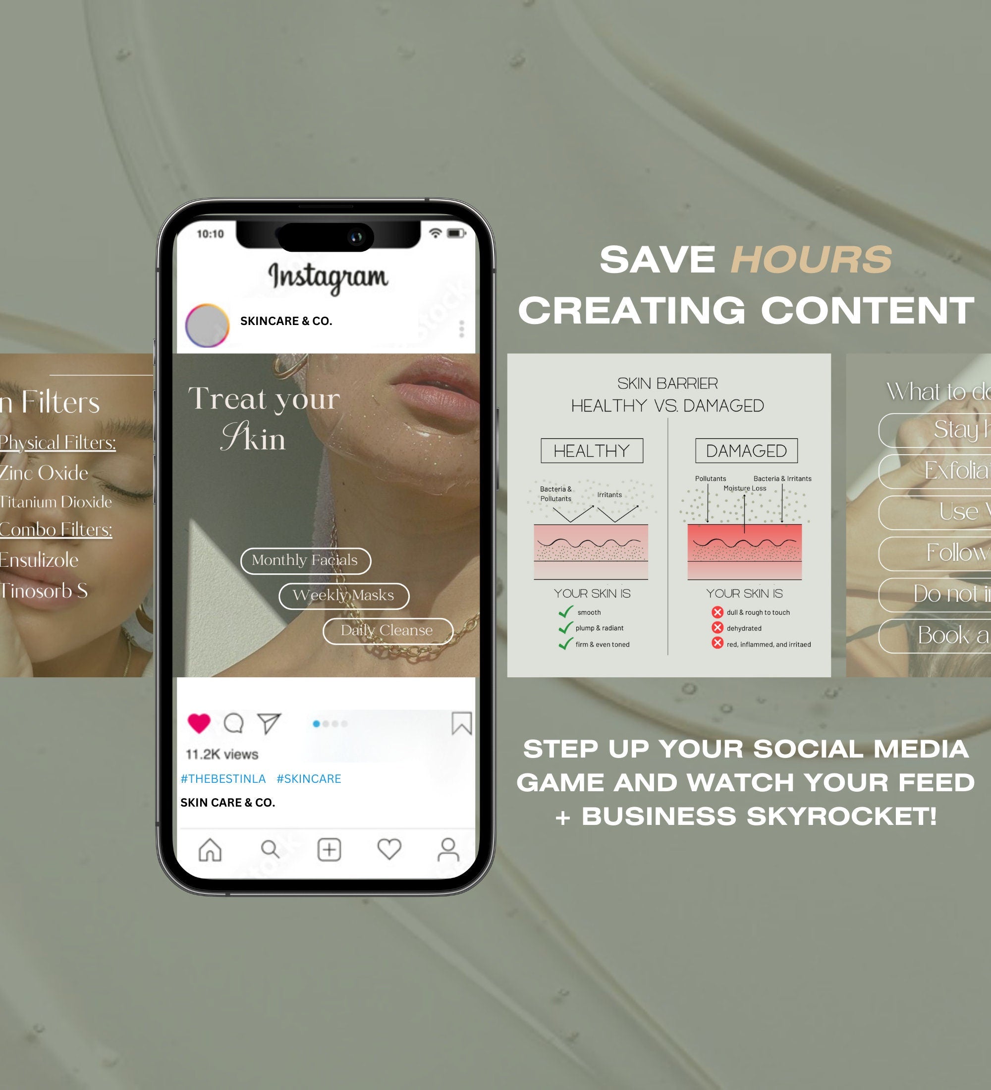 Skincare Instagram Posts | Skincare Canva Templates | Esthetician | Skincare Posts | Skincare Social Media Instagram  | Acne | Dermatologist