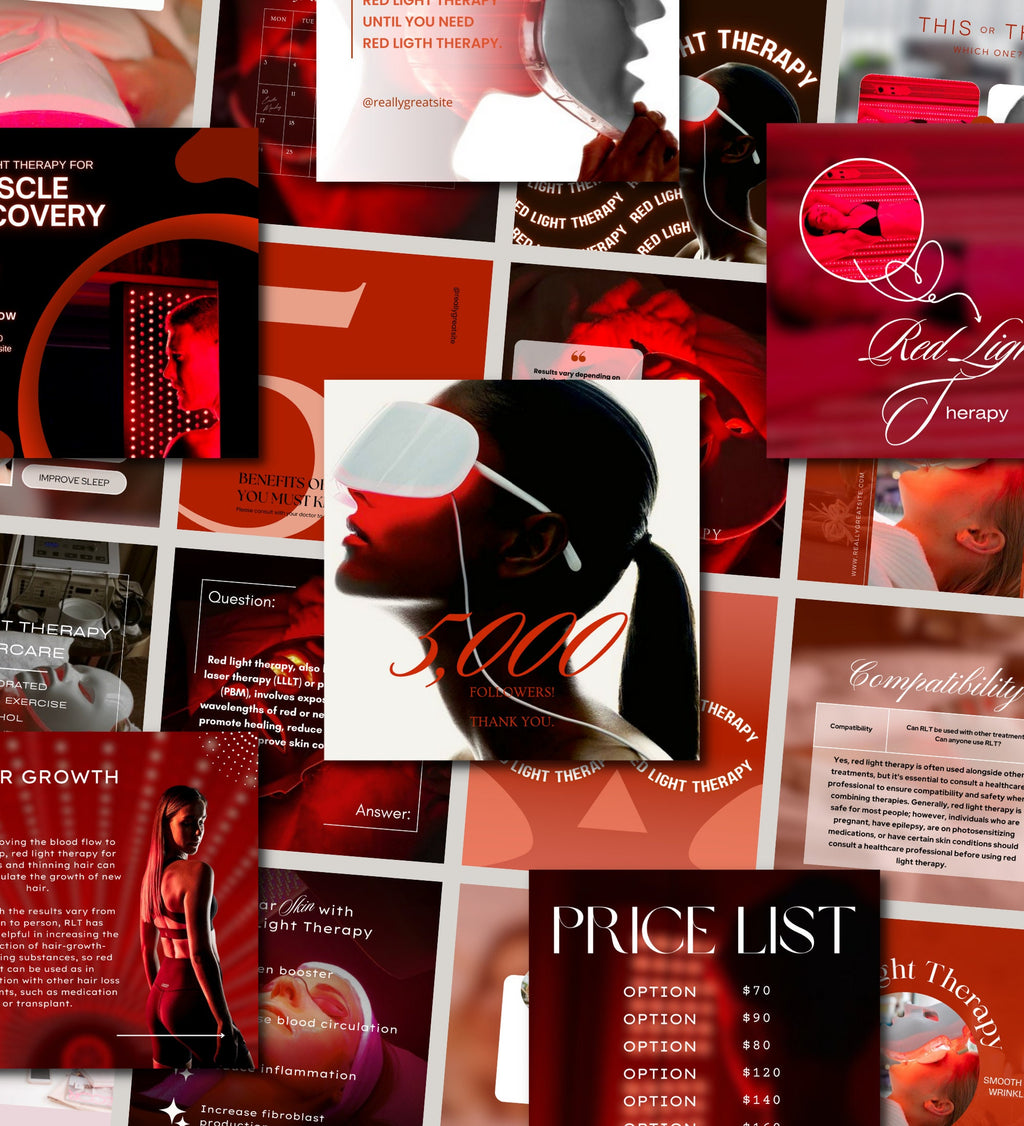 Red Light Therapy Instagram Posts | Facial | Digital Marketing | Skincare Social Media | Skincare Instagram | Esthetician Instagram Posts