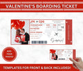 Valentine's Day Boarding Pass Template, Surprise Vacation Flight (PDF)