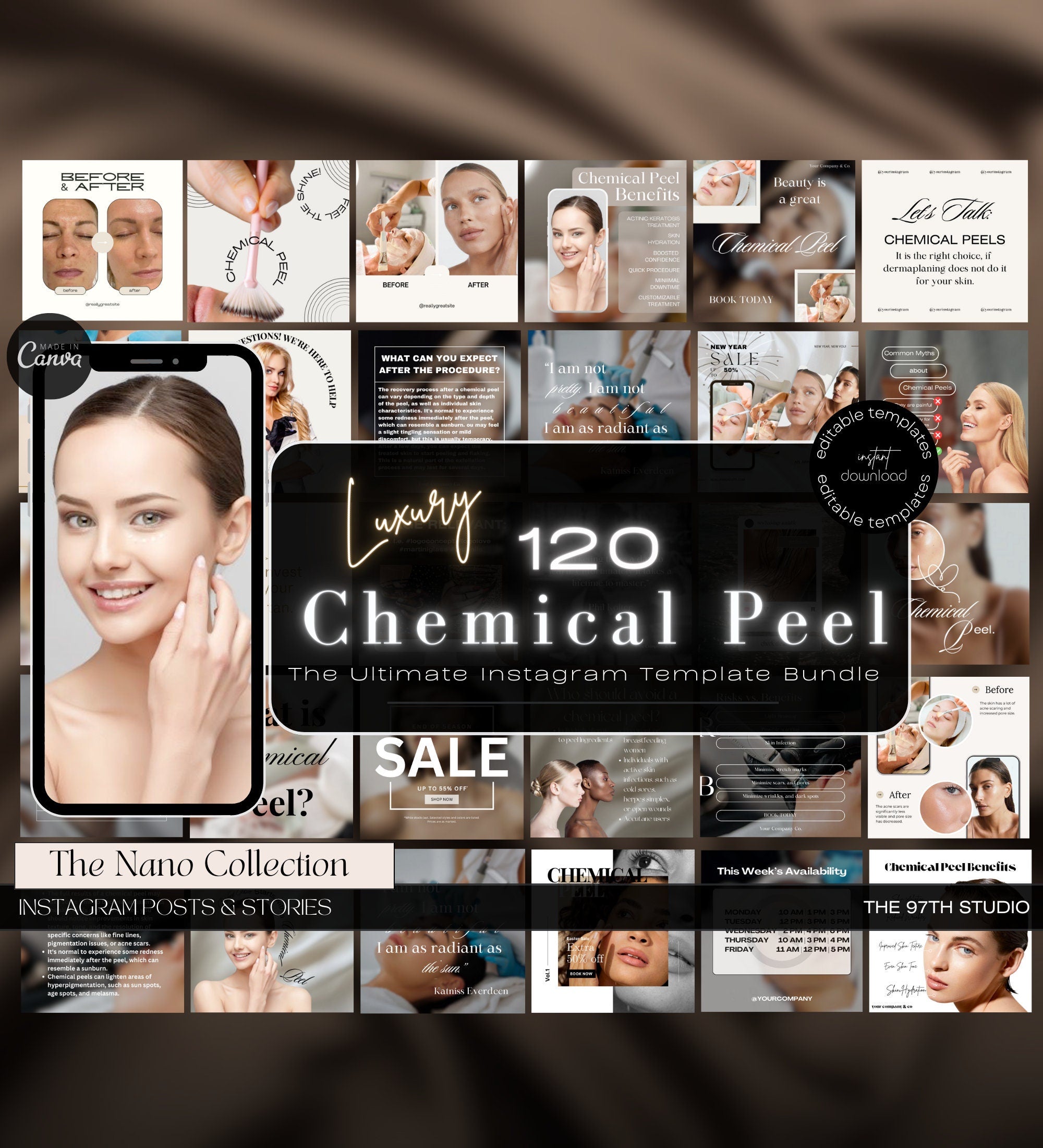 Chemical Peel Instagram Templates | Esthetician Instagram | Facial Treatment | Skincare Social Media | Skincare Instagram Templates | MEDSPA