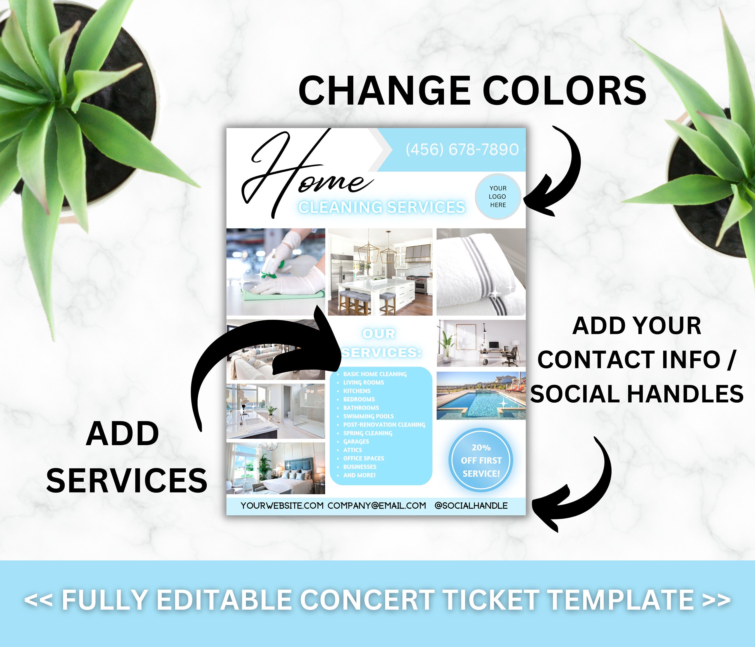 Cleaning Service Flyer, Housekeeping Business, Editable Canva Template