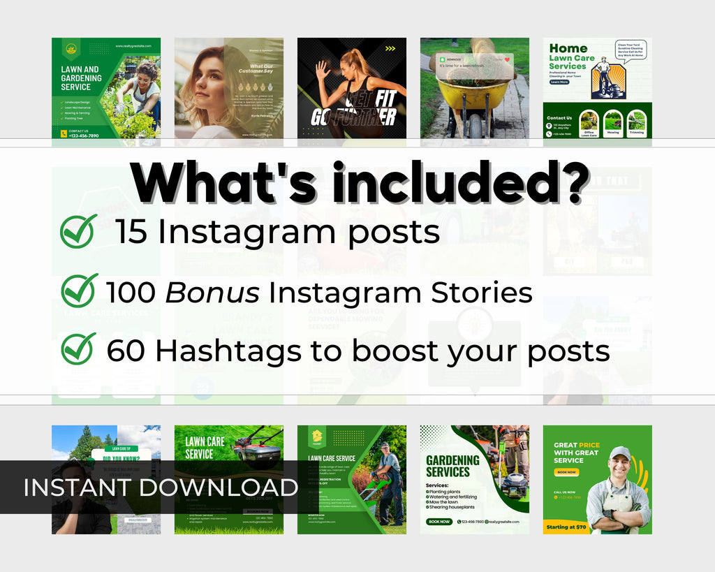 Lawn Care Social Media Templates | Landscaping Posts (Digital Download)