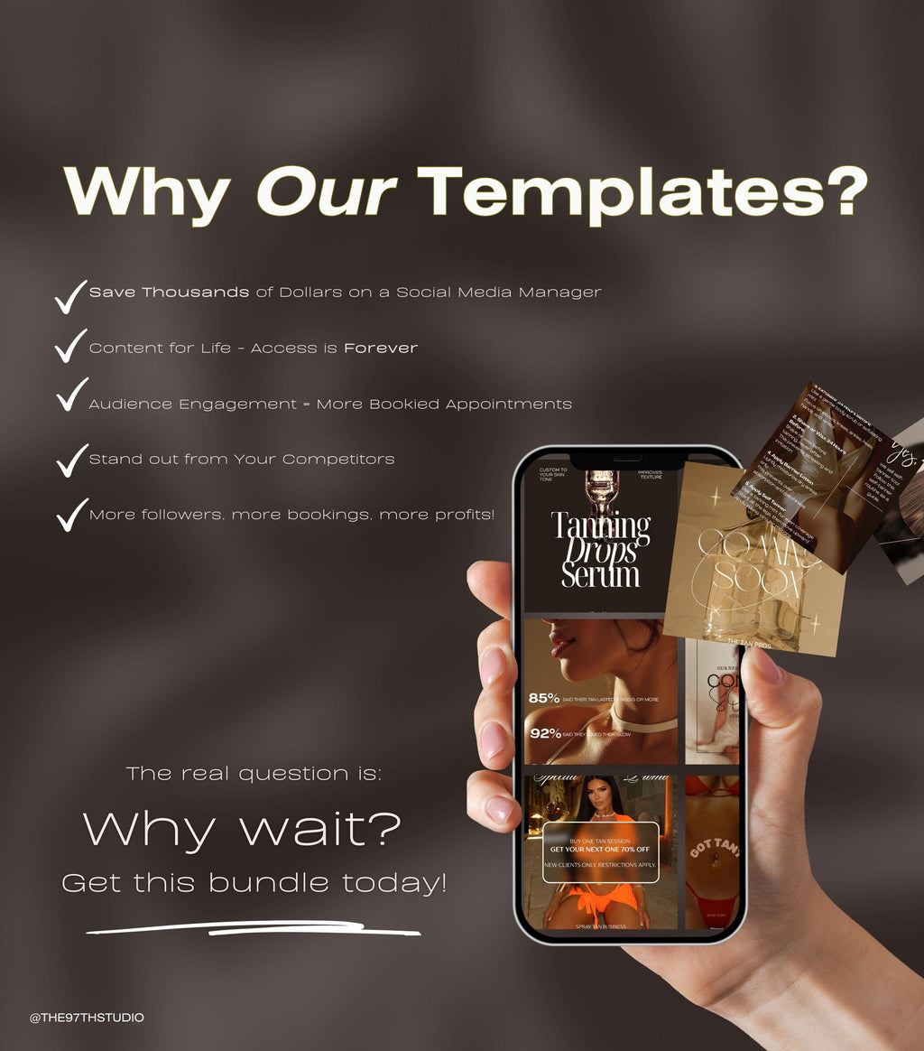 50 Spray Tanning Instagram Templates | Spray Tan Instagram Posts | Spray Tan Social Media | Beauty Business Instagram | Spray Tan Marketing