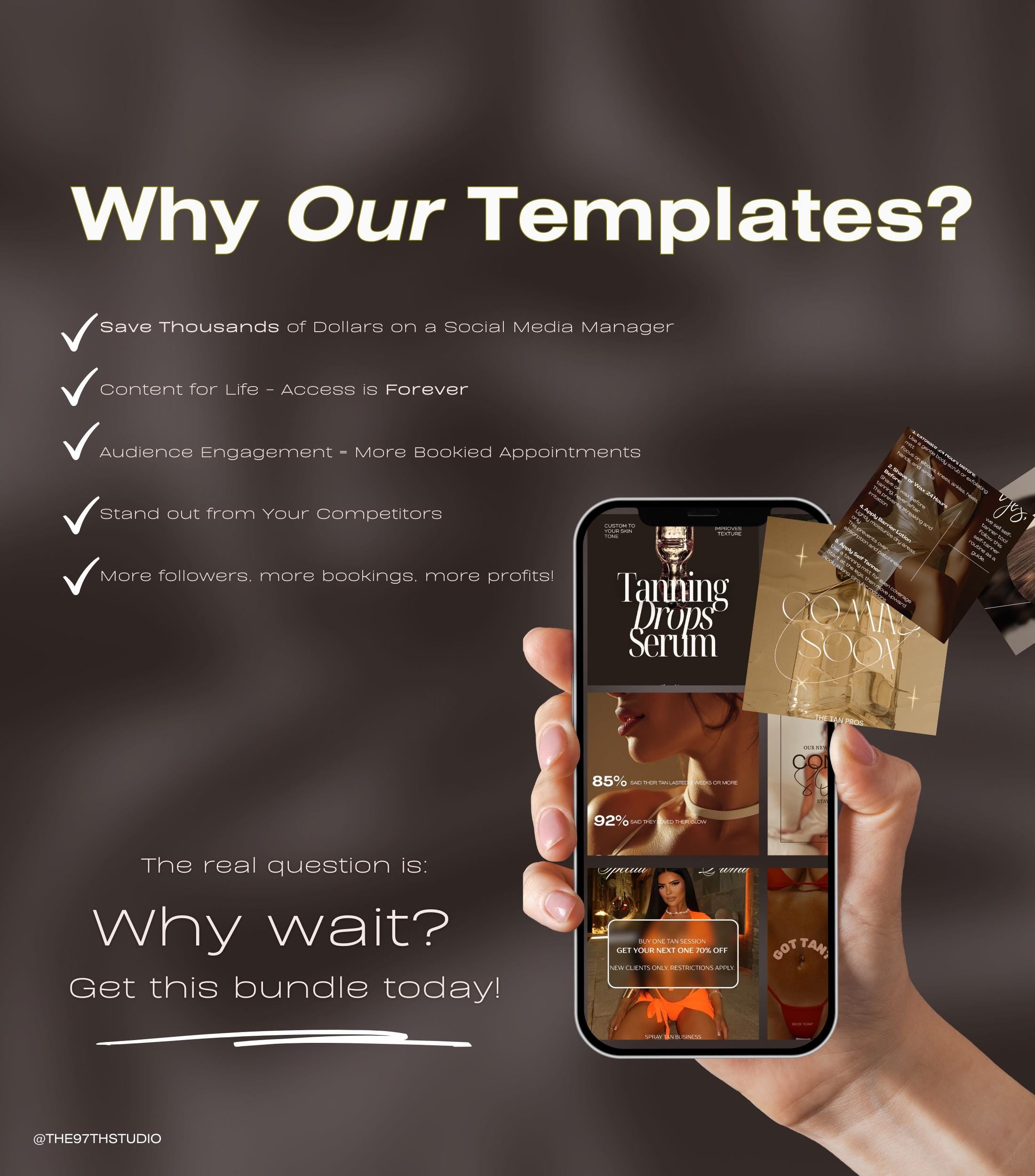 50 Spray Tanning Instagram Templates | Spray Tan Instagram Posts | Spray Tan Social Media | Beauty Business Instagram | Spray Tan Marketing