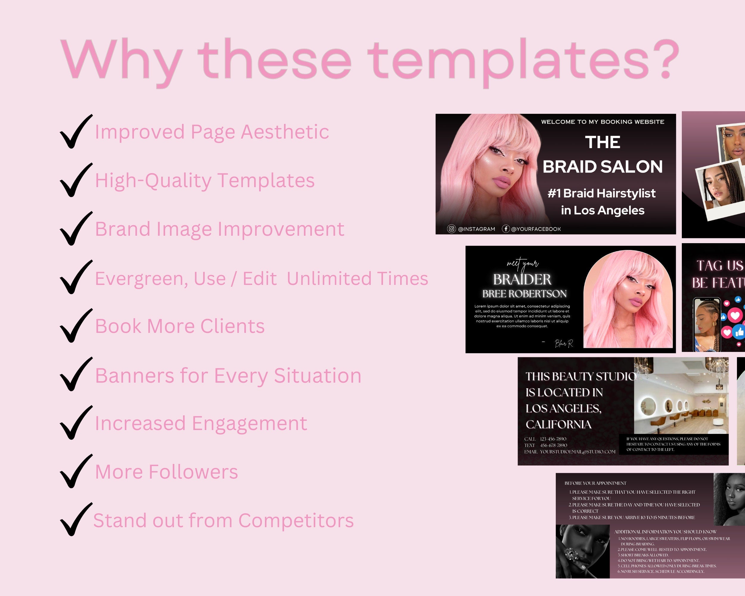 Acuity Scheduling Template for Braiders, Canva Website Banner