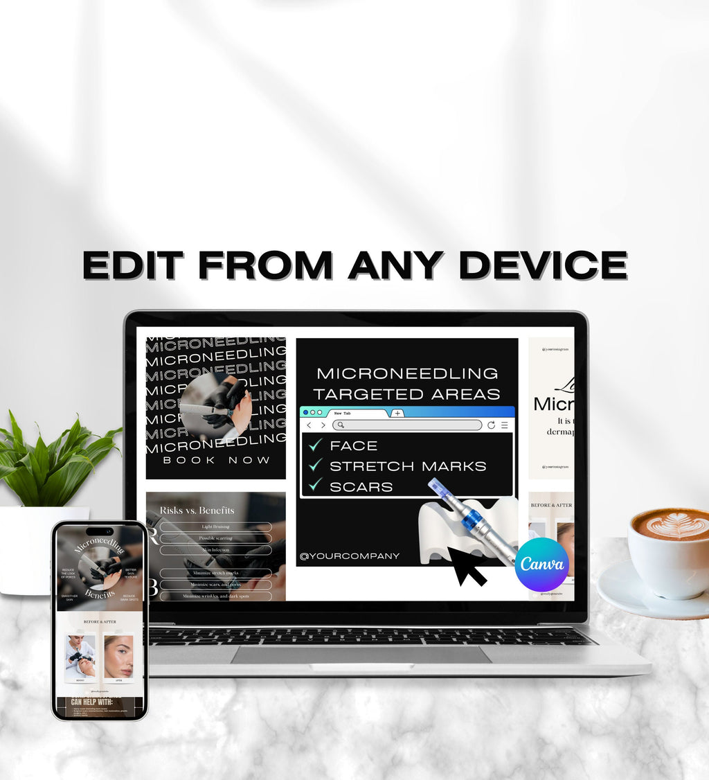 Microneedling Instagram Posts | Esthetician Instagram | Medspa Instagram | Tattoo Artist | Beauty Business | RF Microneedling | Skincare