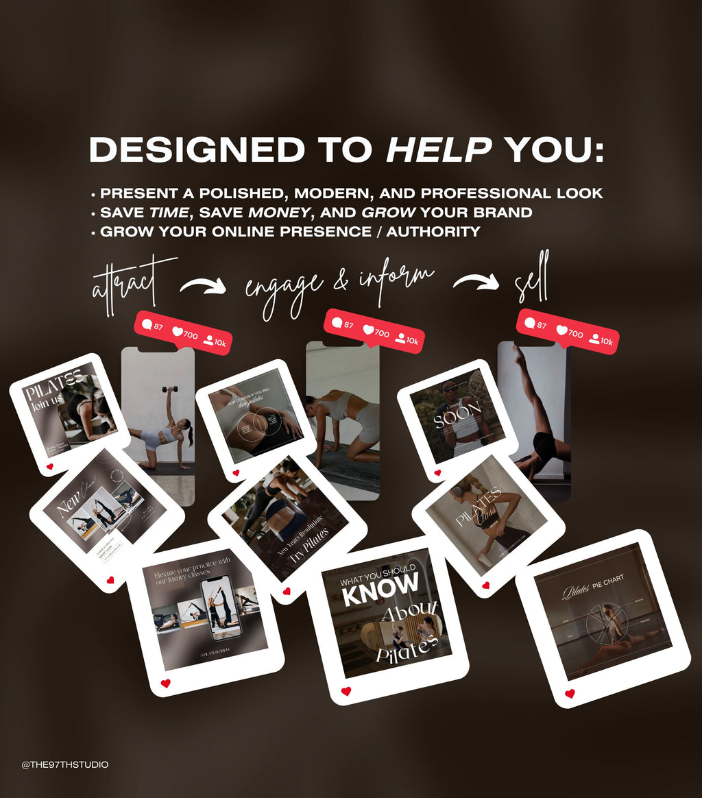 Pilates Instagram Templates | Pilates Coach Instagram Posts | Pilates Instructors Instagram | Pilates Social Media Instagram Posts | Pilates