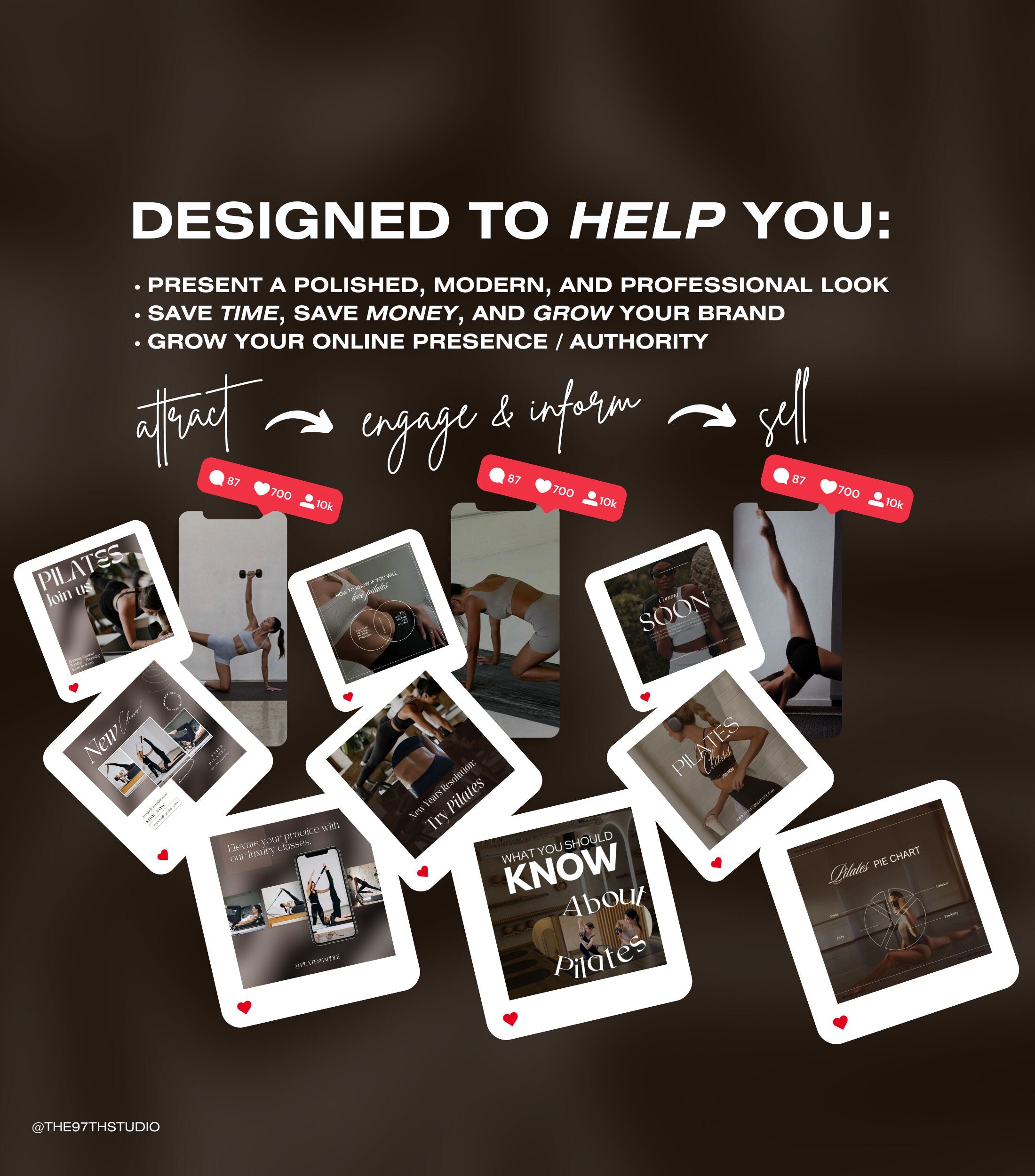 Pilates Instagram Templates | Pilates Coach Instagram Posts | Pilates Instructors Instagram | Pilates Social Media Instagram Posts | Pilates