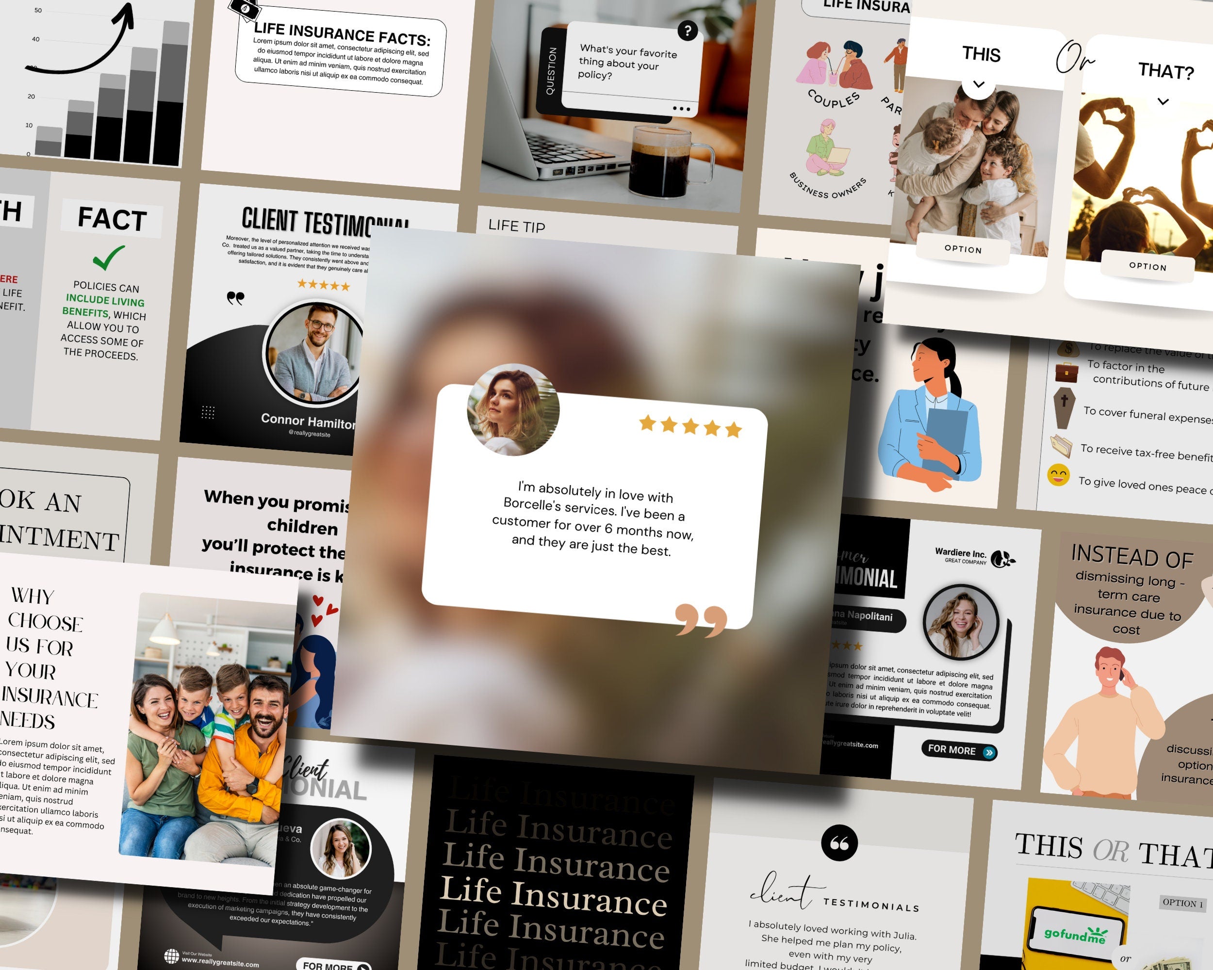 230 Insurance Agent Marketing Templates, Life Insurance Instagram Templates, Insurance Broker Editable Template,Insurance Agency Insta Posts