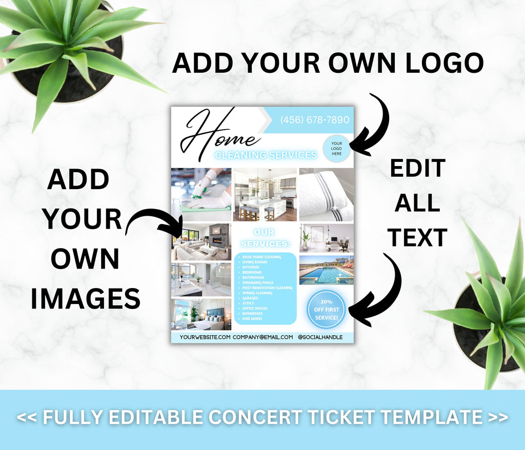 Cleaning Service Flyer, Housekeeping Business, Editable Canva Template