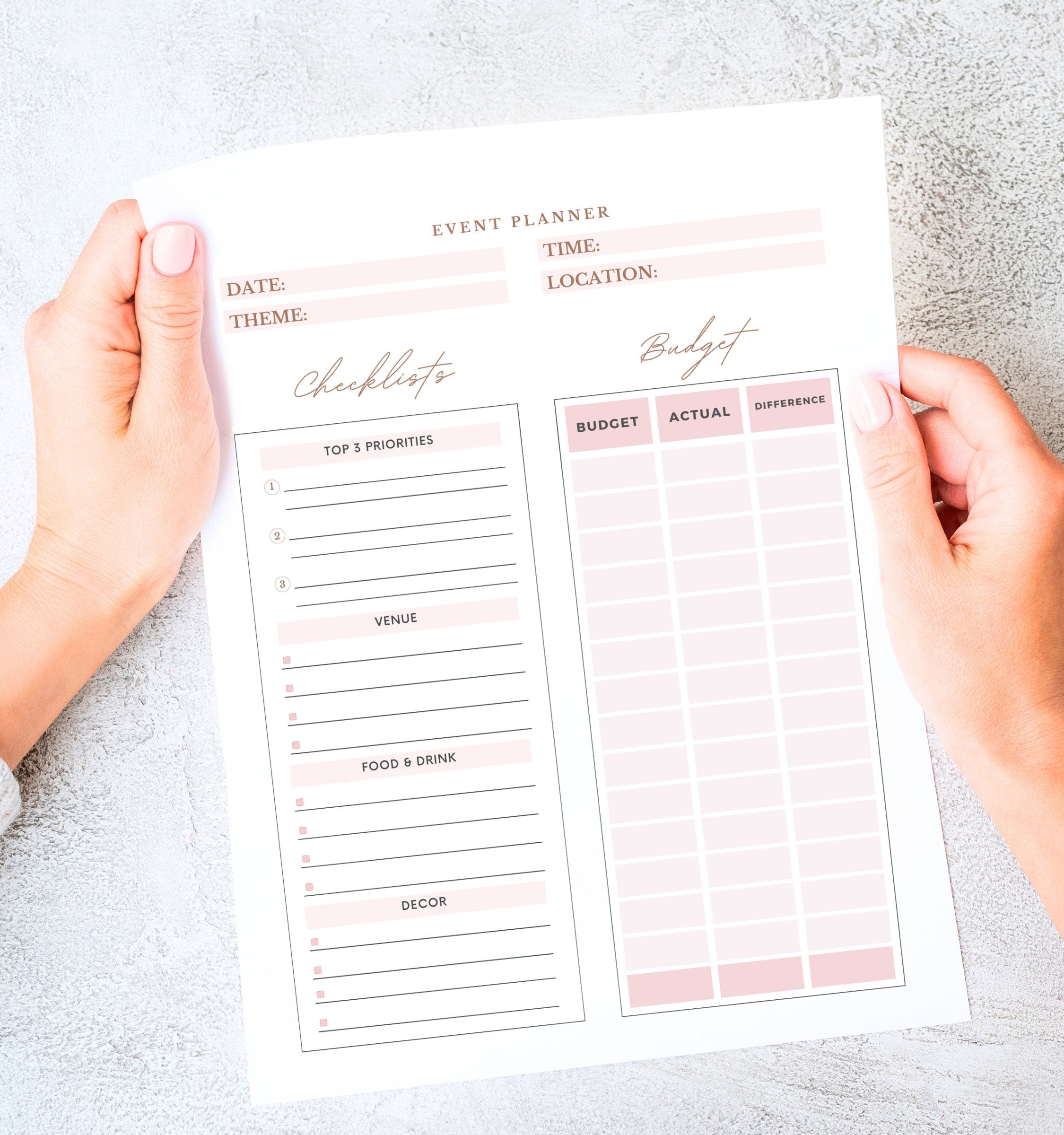 Printable Event Planner Template, Party Planner, Birthday, Wedding, Bridal, Budget, Invites, Event Plan Set, Party Organizer, Letter Size