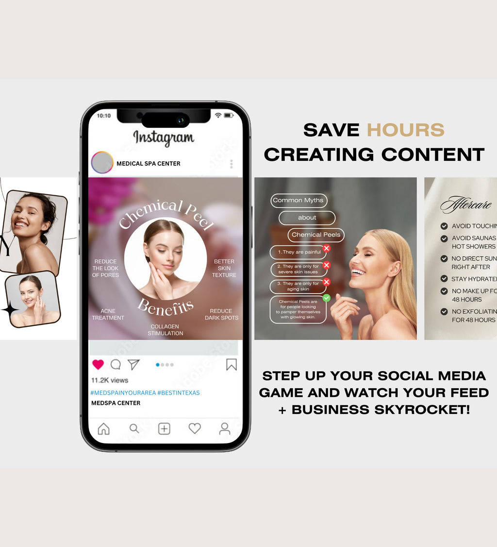Chemical Peel Instagram Templates | Esthetician Instagram | Facial Treatment | Skincare Social Media | Skincare Instagram Templates | MEDSPA