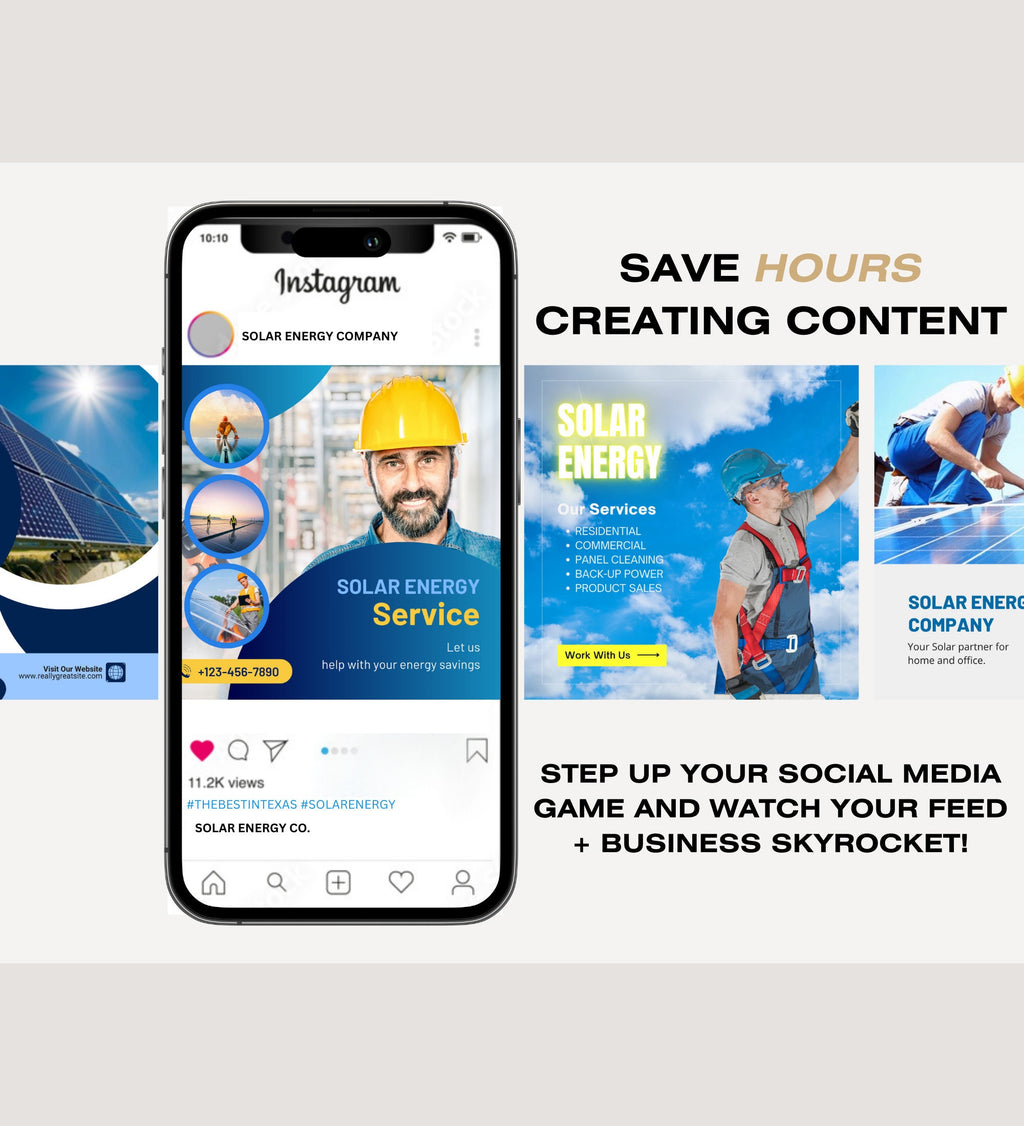 Solar Energy Company Instagram Template Posts | Solar Energy Business Marketing | Solar Energy Business | Solar Energy Instagram Posts