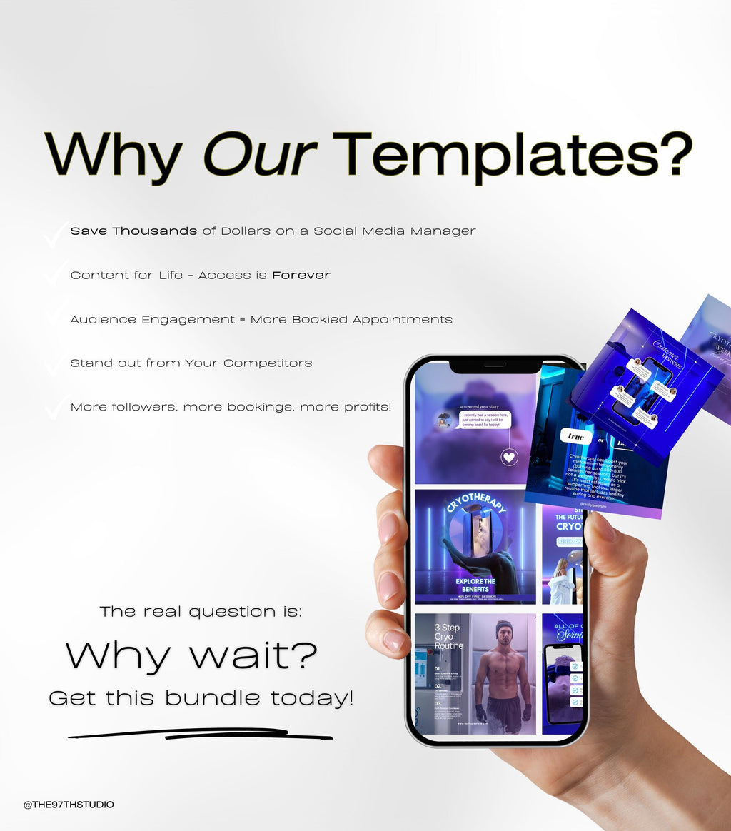 Cryotherapy Instagram Templates | Cryotherapy Posts | Cryotherapy Flyer | Cryotherapy Business IG Posts | Social Media Marketing | Medspa