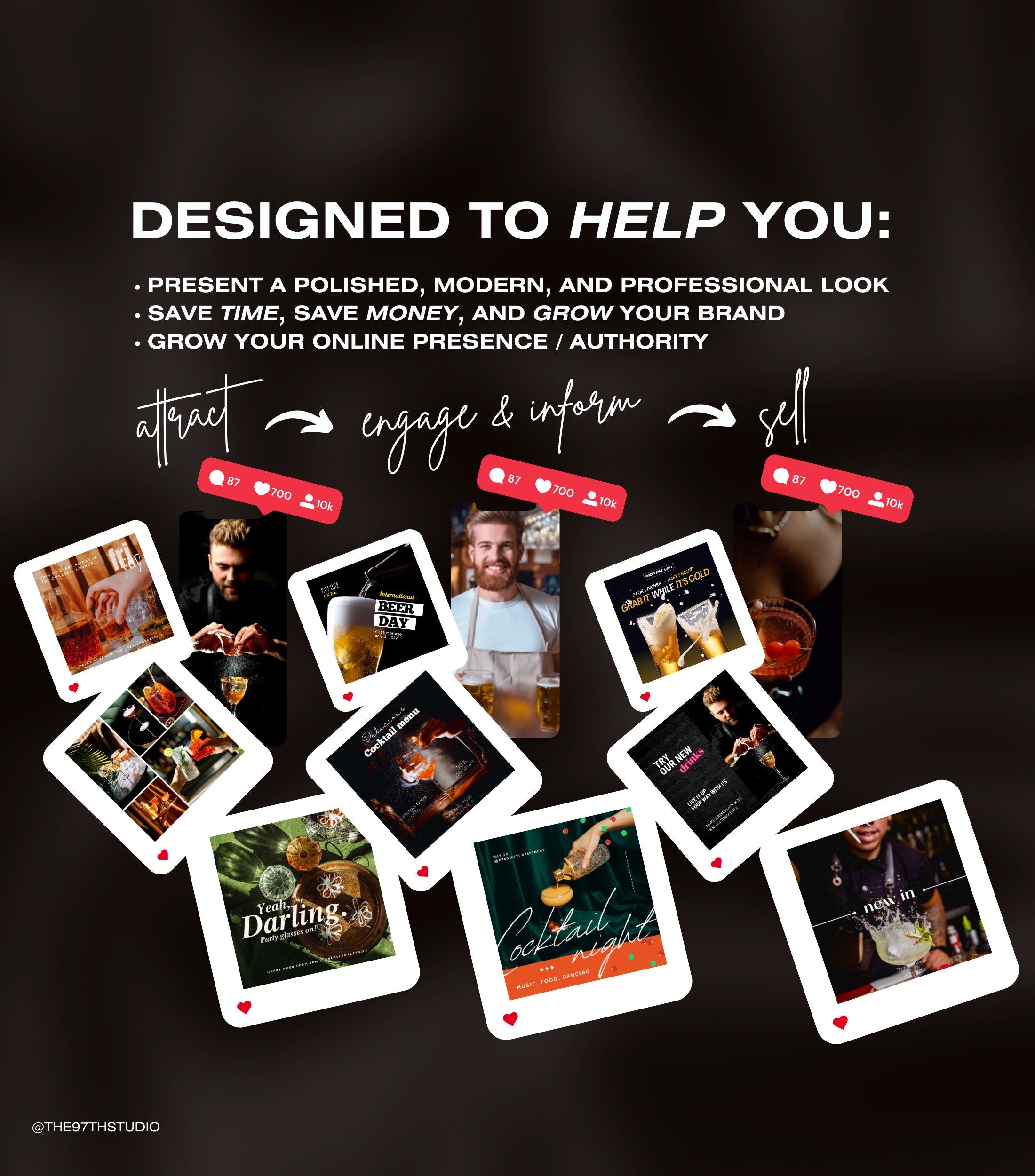 Cocktail Bar Instagram Templates | Cocktail Templates | Brewery Instagram | Pub Instagram Templates | Bar Lounge Marketing | Bar IG Branding