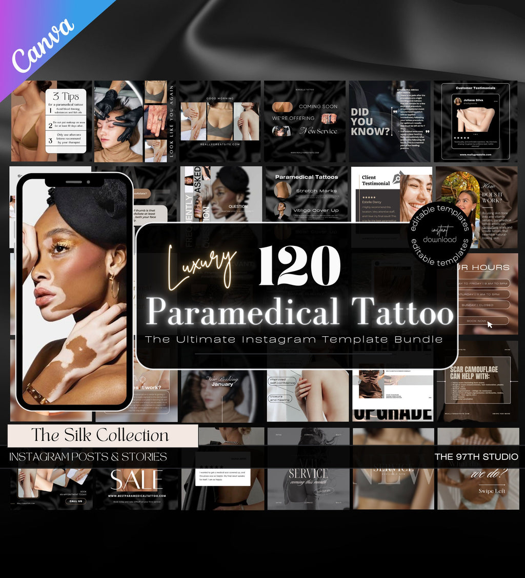 Paramedical Tattoo Instagram Posts | Medical Tattoo | Medspa Instagram |  Tattoo Artist |Beauty Business Instagram |Editable Instagram Posts