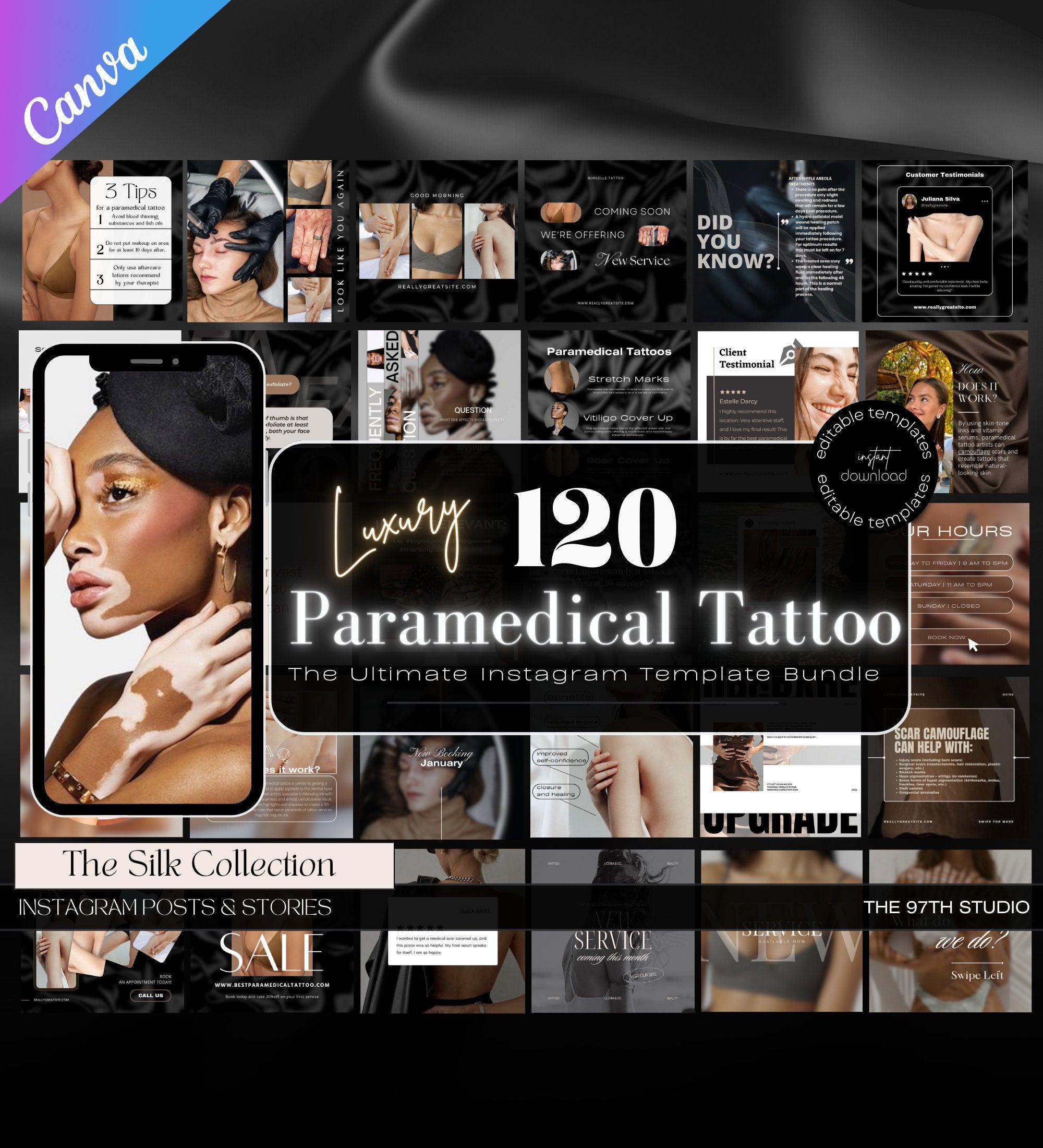 Paramedical Tattoo Instagram Posts | Medical Tattoo | Medspa Instagram |  Tattoo Artist |Beauty Business Instagram |Editable Instagram Posts