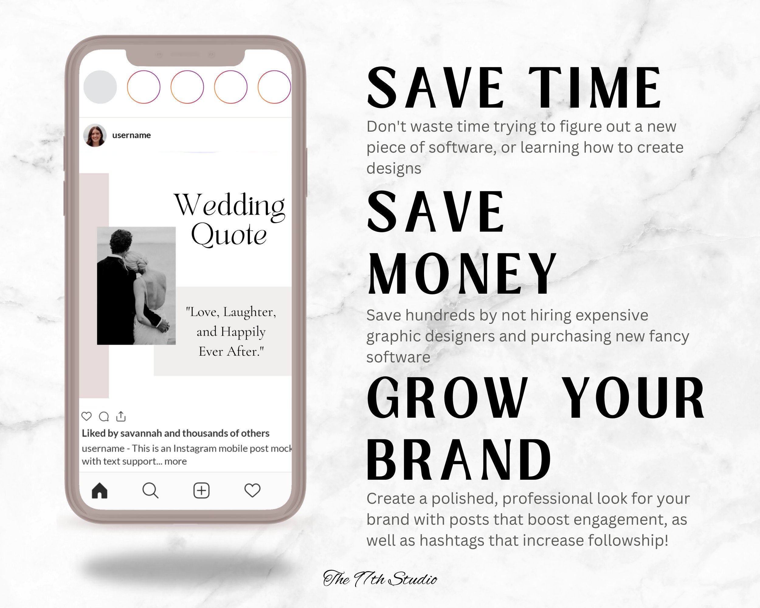 Wedding Planner Instagram Templates, Social Media Bundle (Canva)