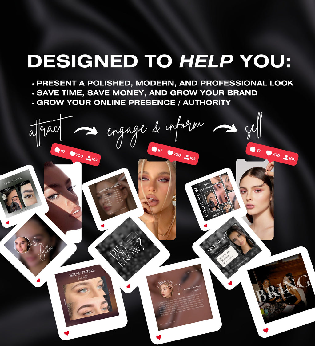 Brow Tech Instagram Templates | Brow Tech Instagram Posts | Brow Tech Instagram | Eyebrow Artist Social Media Instagram Posts | Brow Tech