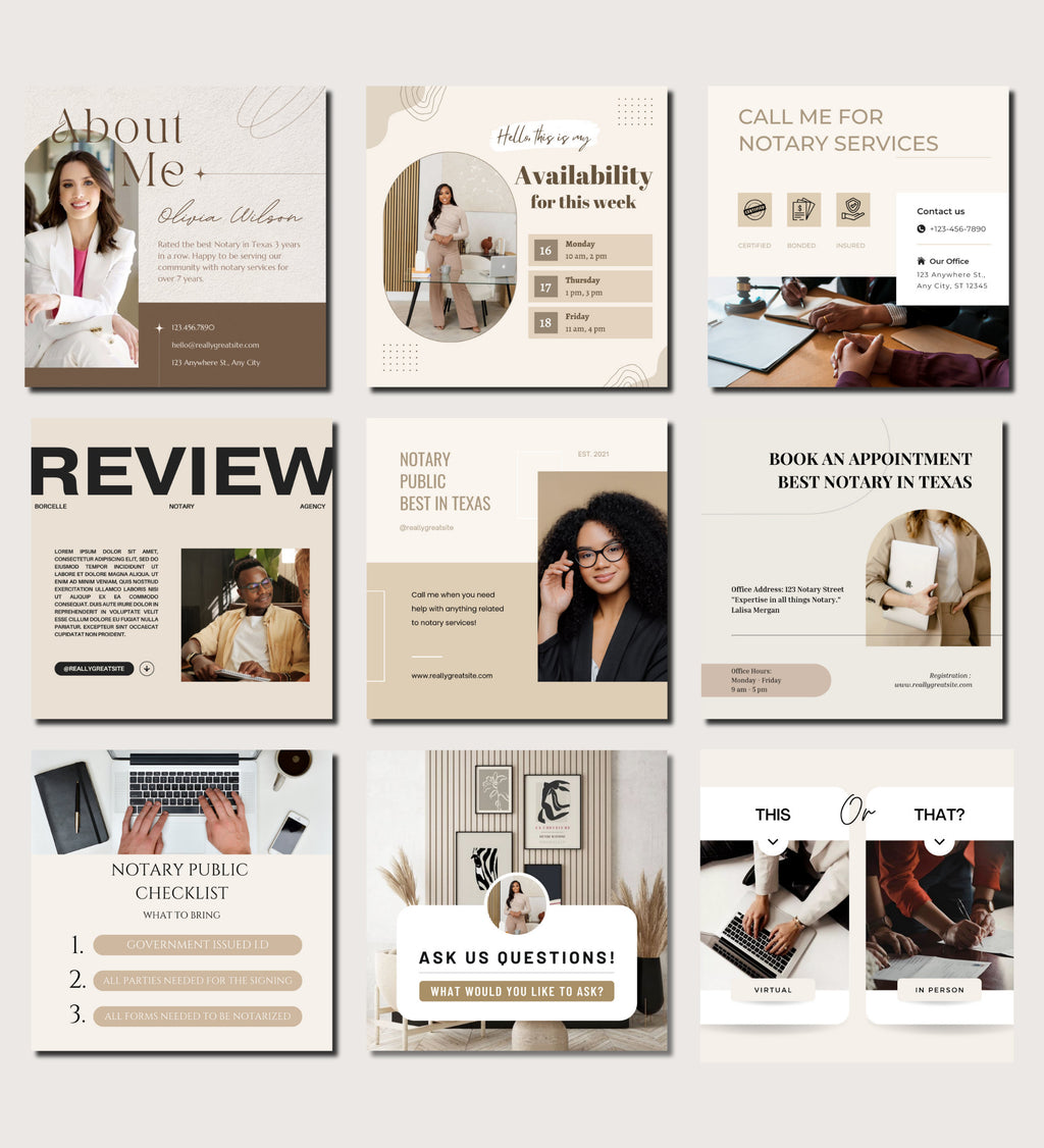 Notary Marketing | Notary Signing Agent | Notary Social Media | Loan Signing Agent | Notary Instagram Posts |Notary Posts Templates |IG Post