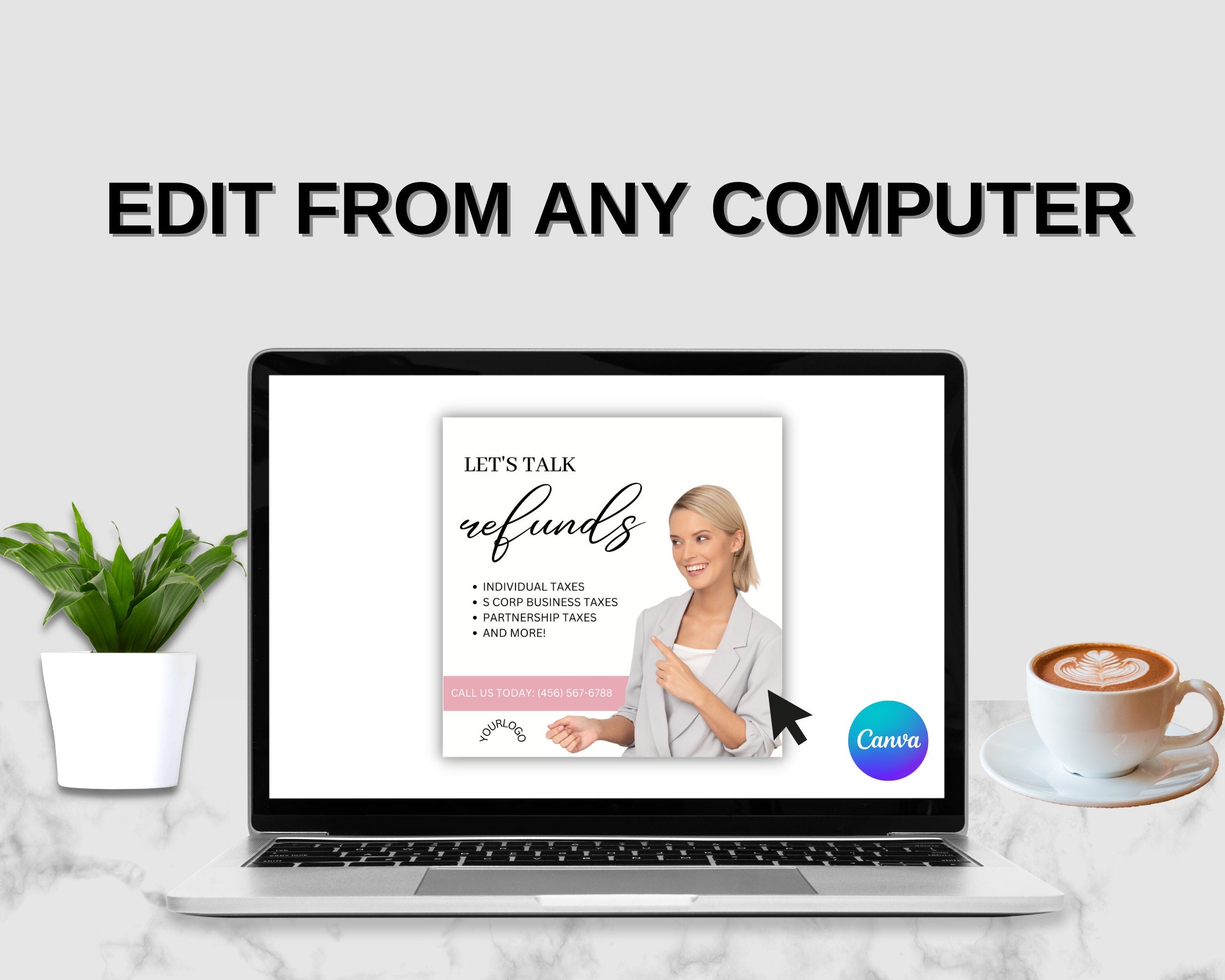 Tax Preparer Instagram Templates, Pink Coral Social Media Bundle