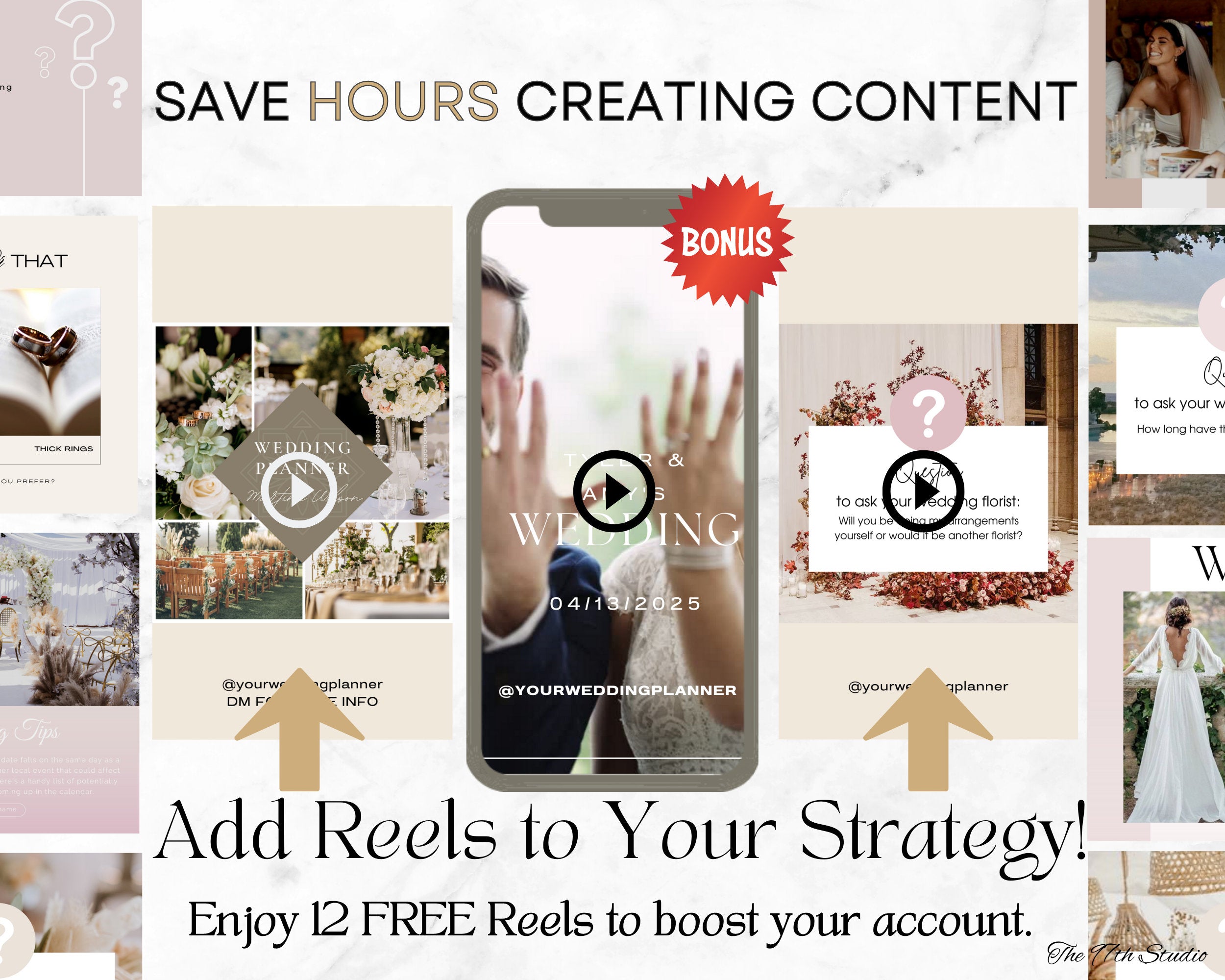 Wedding Planner Instagram Templates, Social Media Bundle (Canva)