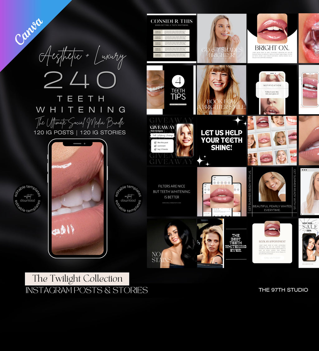 240 Teeth Whitening Instagram Templates | Teeth Whitening Instagram Templates | Teeth Whitening Posts | Teeth Whitening Social Media Posts