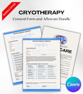 Cryotherapy Business Forms, Cryotherapy Client Intake Forms, Cryotherapy Aftercare, Consent Form, Cryotherapy Aftercare Instructions Card