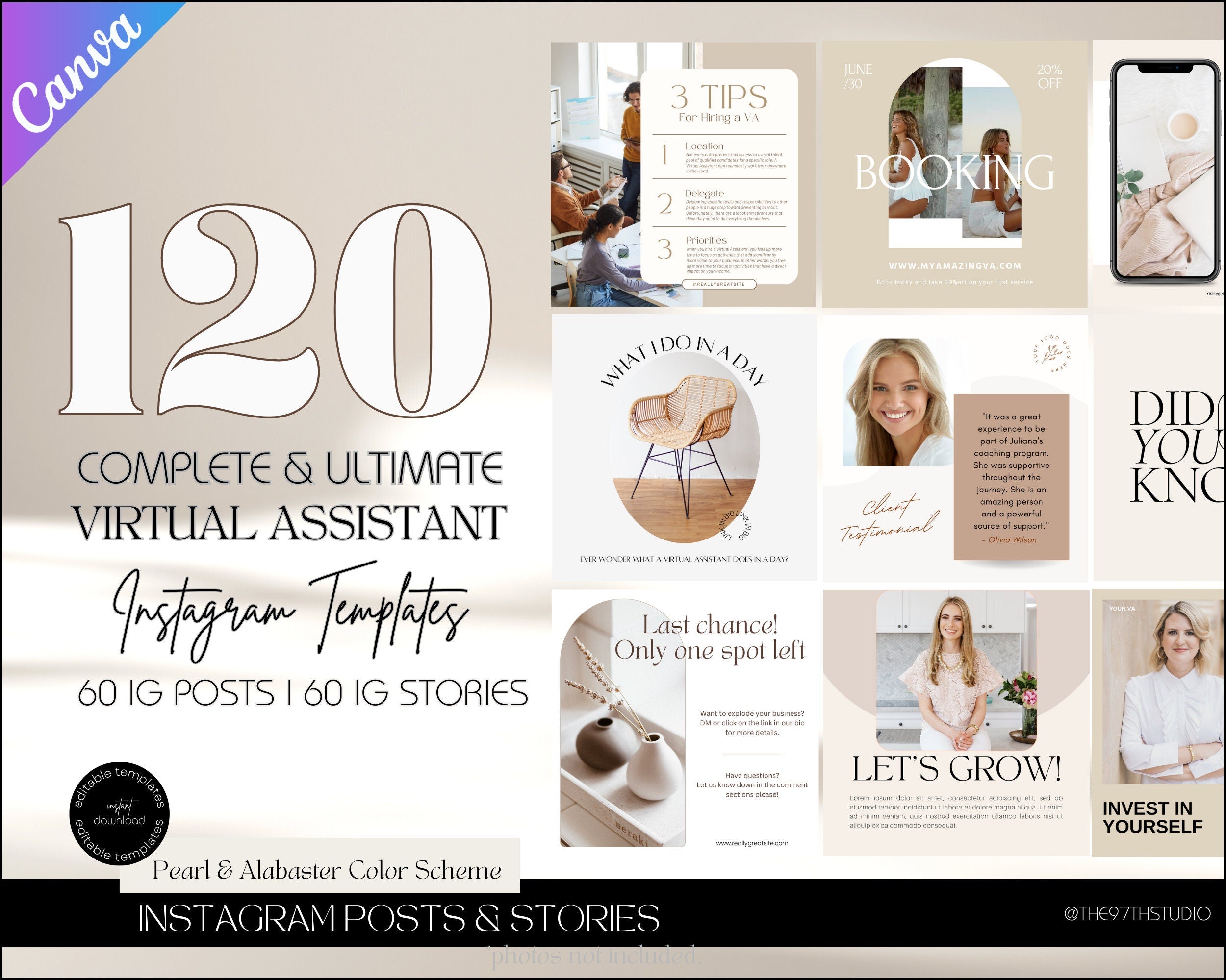 120 Virtual Assistant Instagram Templates